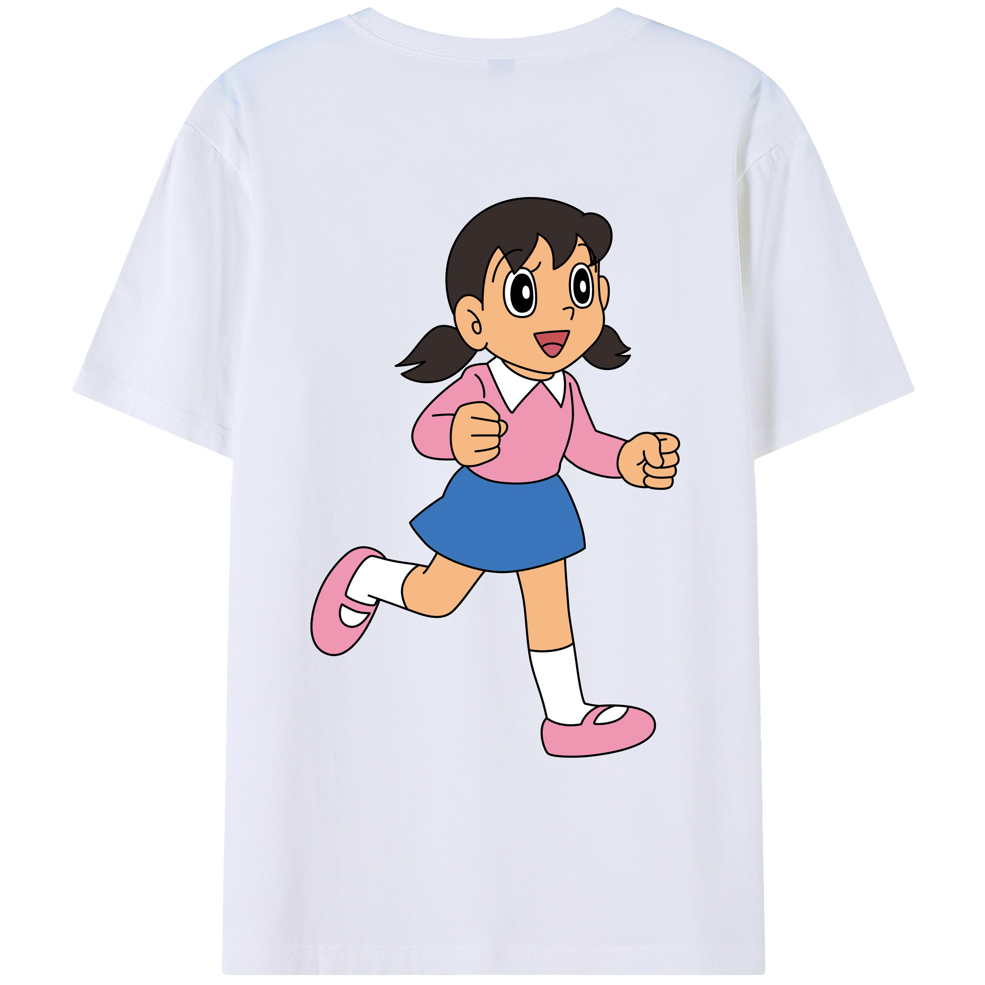 （画像用） ドラえもん みなもと しずか Doraemon Shizuka Minamoto 綿100％ メンズ半袖Tシャツ（バックプリント） 通気性