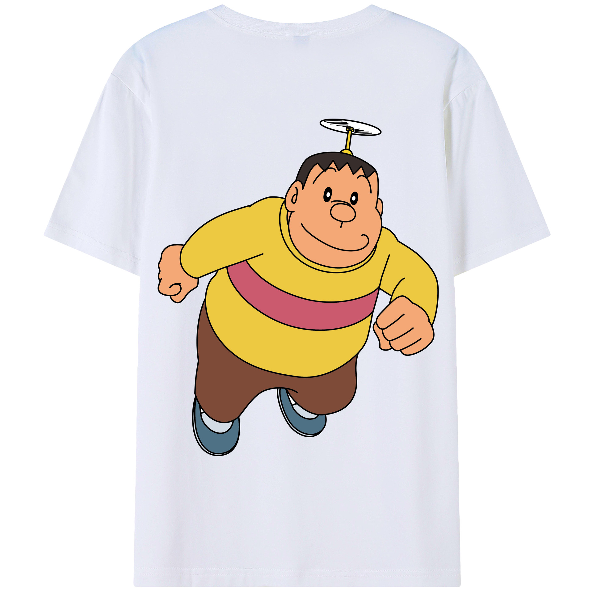 （画像用） ドラえもん 剛田武 Doraemon Gouta Takeshi 綿100％ メンズ半袖Tシャツ（バックプリント） 通気性
