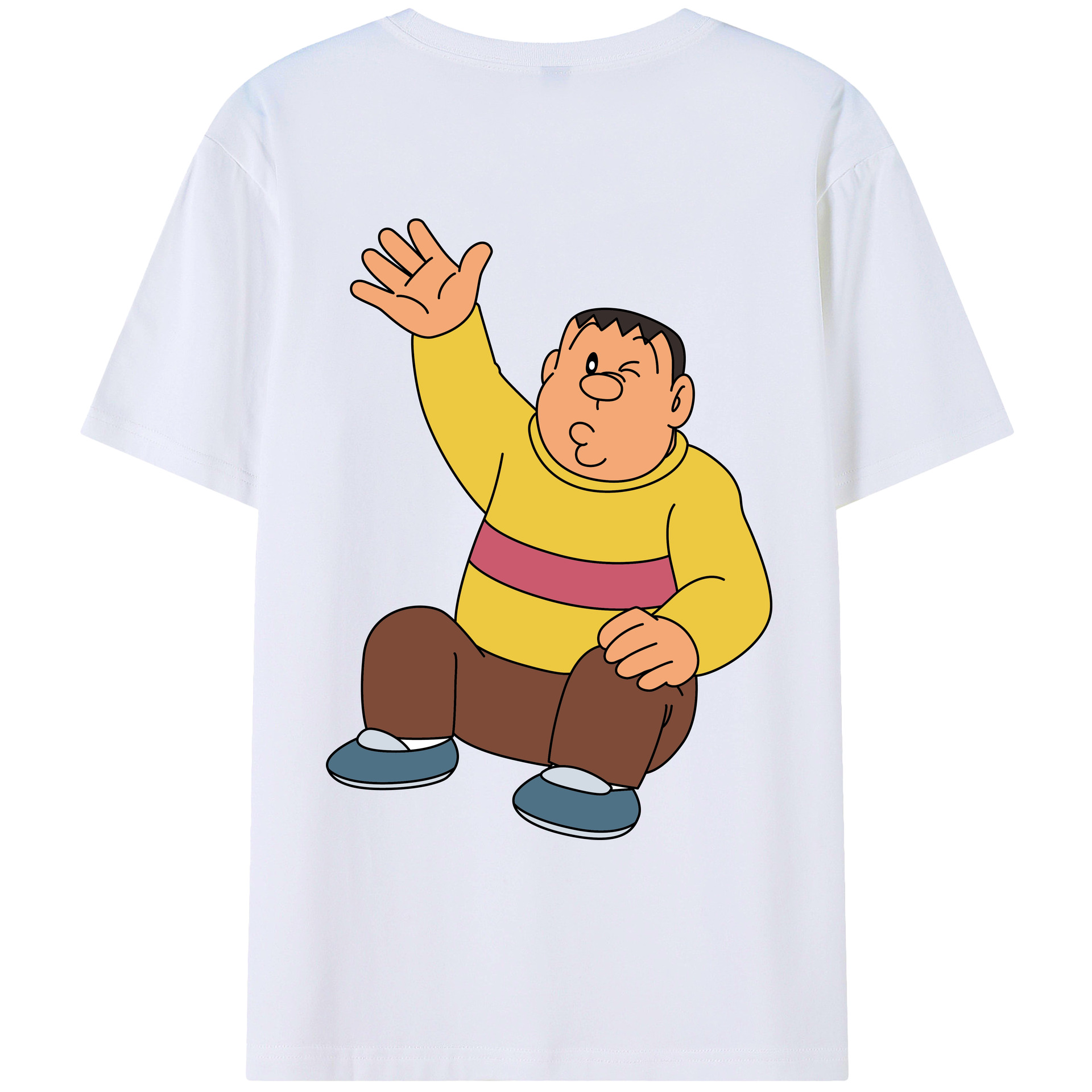 （画像用） ドラえもん 剛田武 Doraemon Gouta Takeshi 綿100％ メンズ半袖Tシャツ（バックプリント） 通気性