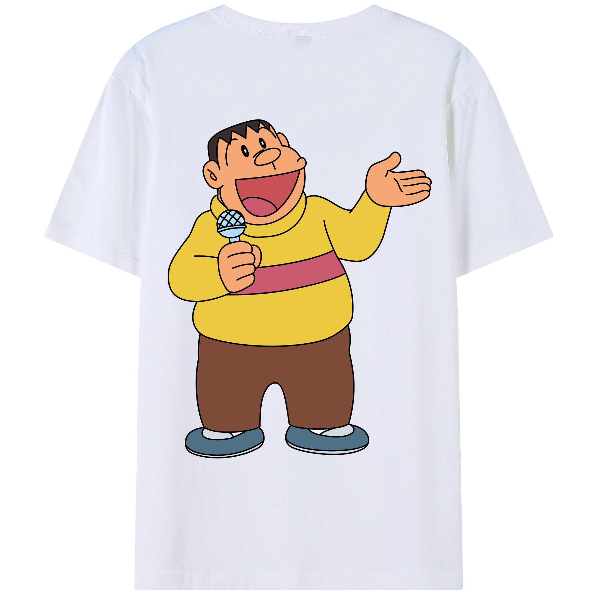 （画像用） ドラえもん 剛田武 Doraemon Gouta Takeshi 綿100％ メンズ半袖Tシャツ（バックプリント） 通気性