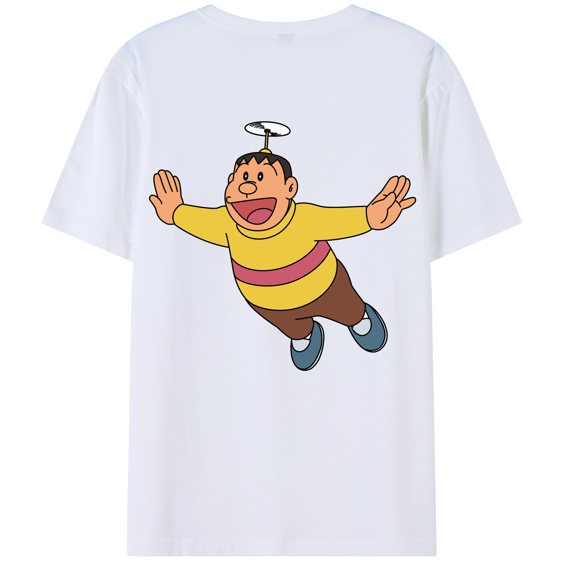 （画像用） ドラえもん 剛田武 Doraemon Gouta Takeshi 綿100％ メンズ半袖Tシャツ（バックプリント） 通気性