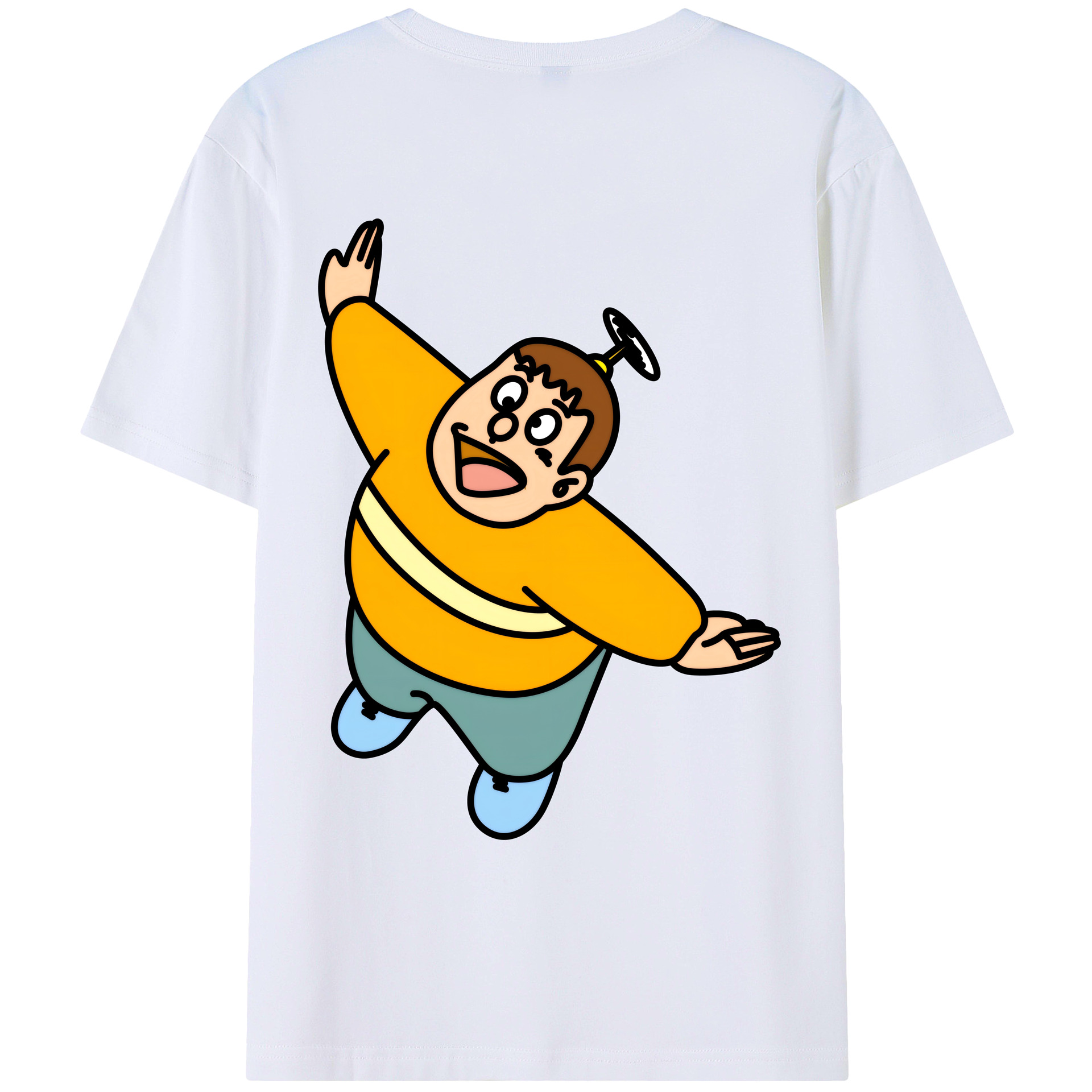 （画像用） ドラえもん 剛田武 Doraemon Gouta Takeshi 綿100％ メンズ半袖Tシャツ（バックプリント） 通気性