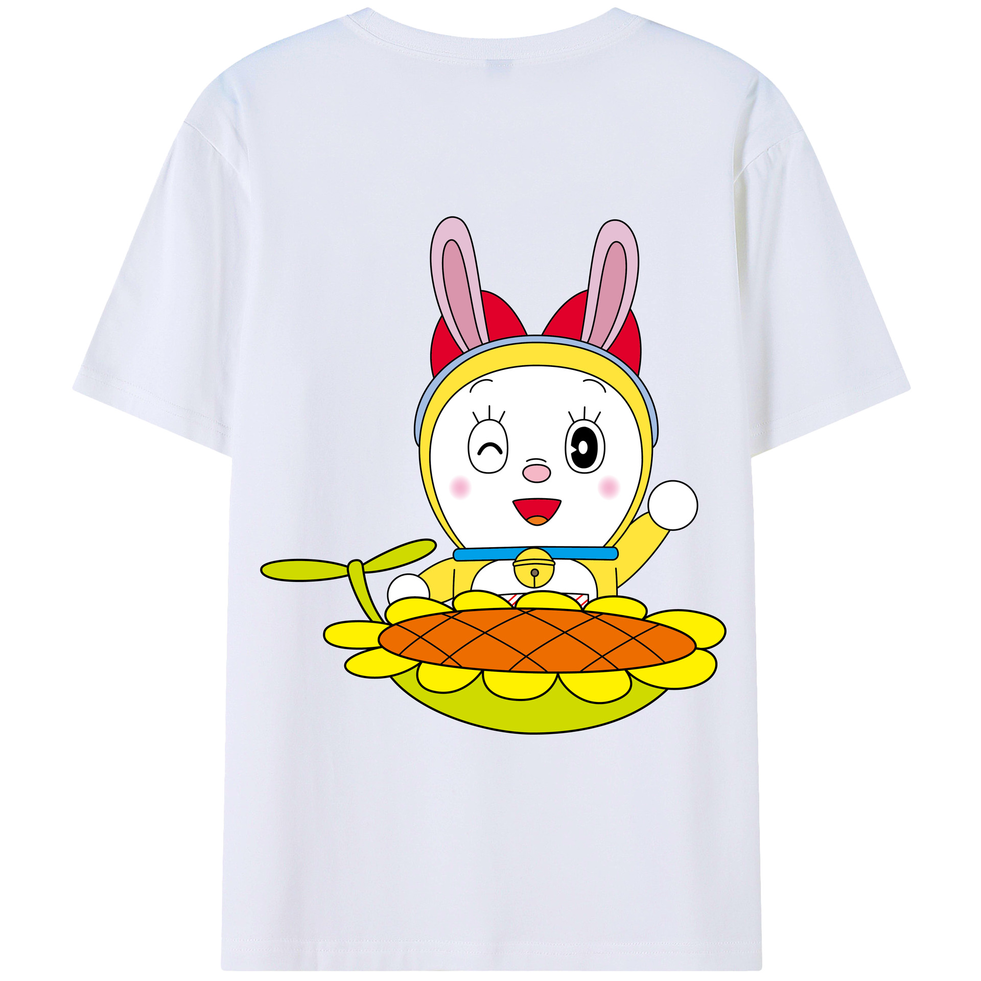（画像用） ドラえもん ドラミ Doraemon Dorami 綿100％ メンズ半袖Tシャツ（バックプリント） 通気性