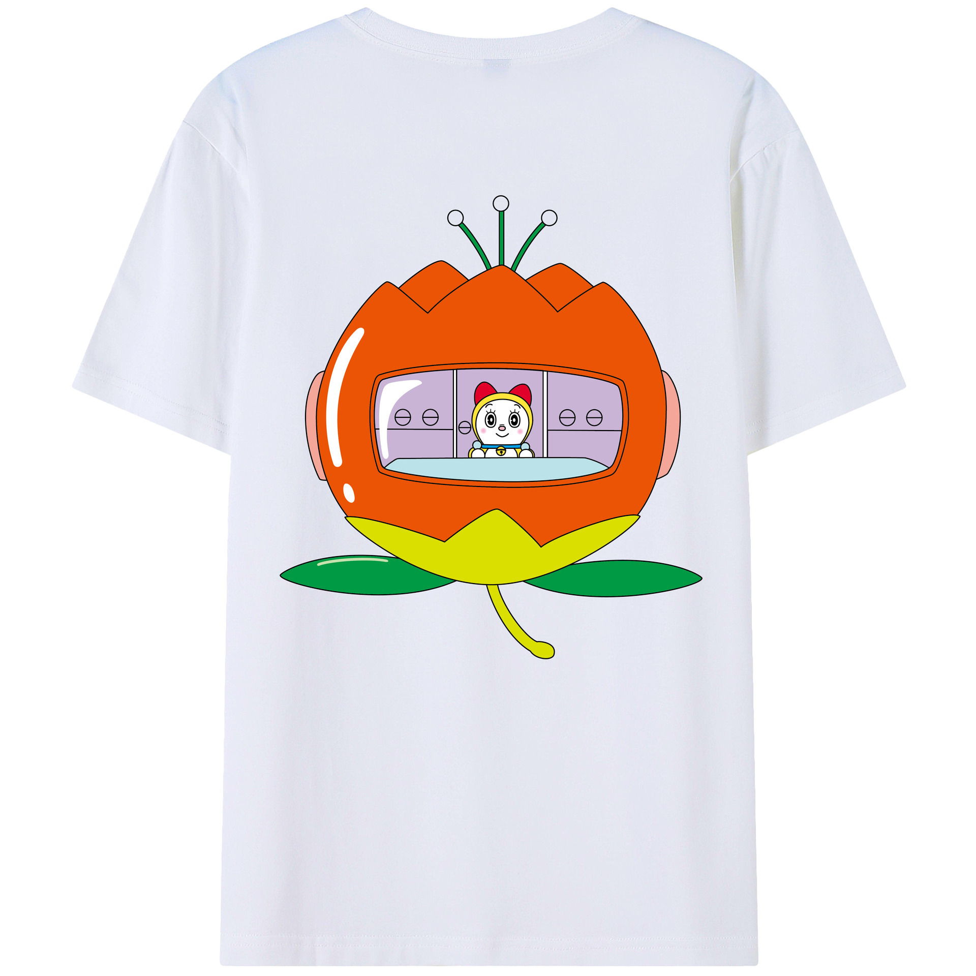 （画像用） ドラえもん ドラミ Doraemon Dorami 綿100％ メンズ半袖Tシャツ（バックプリント） 通気性