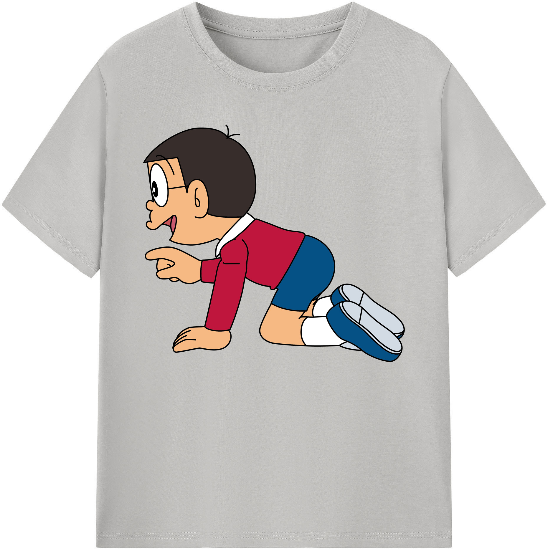 （画像用） ドラえもん 野比 のび太 Doraemon Nobita Nobi 綿100％ メンズ半袖Tシャツ｜肌触りやわらか＆通気性