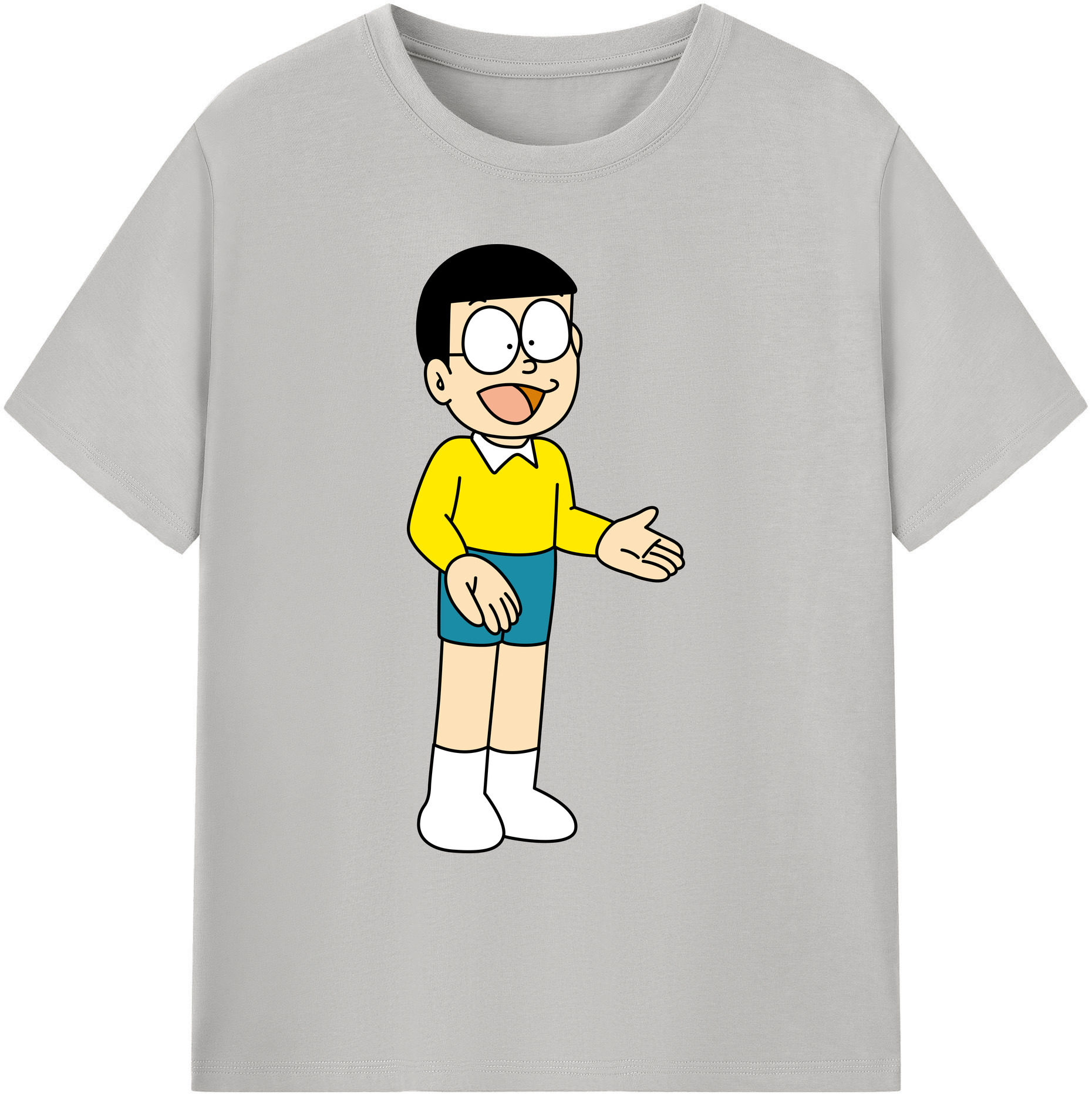（画像用） ドラえもん 野比 のび太 Doraemon Nobita Nobi 綿100％ メンズ半袖Tシャツ｜肌触りやわらか＆通気性