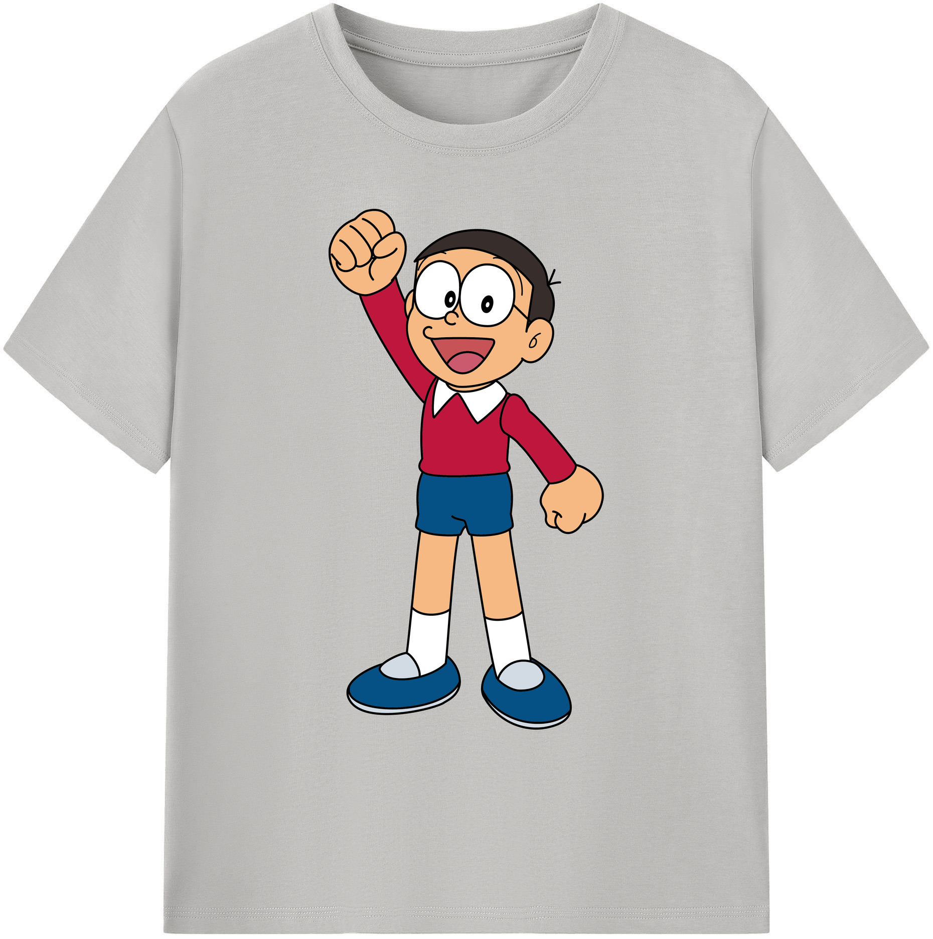 （画像用） ドラえもん 野比 のび太 Doraemon Nobita Nobi 綿100％ メンズ半袖Tシャツ｜肌触りやわらか＆通気性