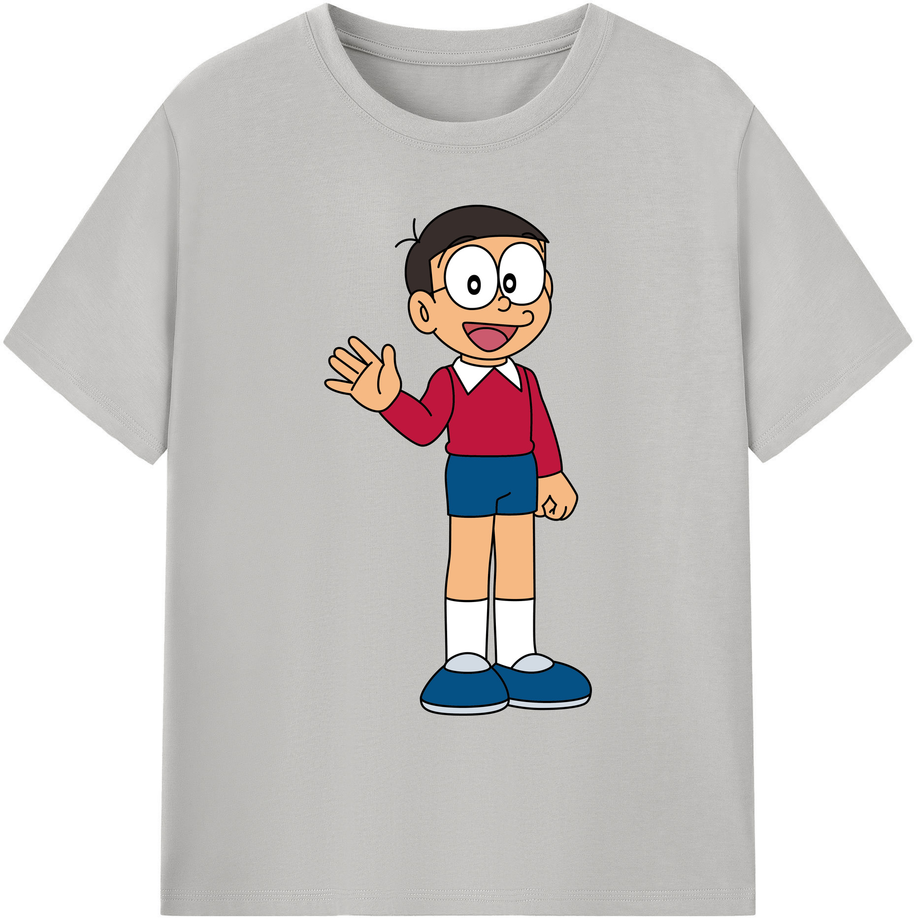 （画像用） ドラえもん 野比 のび太 Doraemon Nobita Nobi 綿100％ メンズ半袖Tシャツ｜肌触りやわらか＆通気性