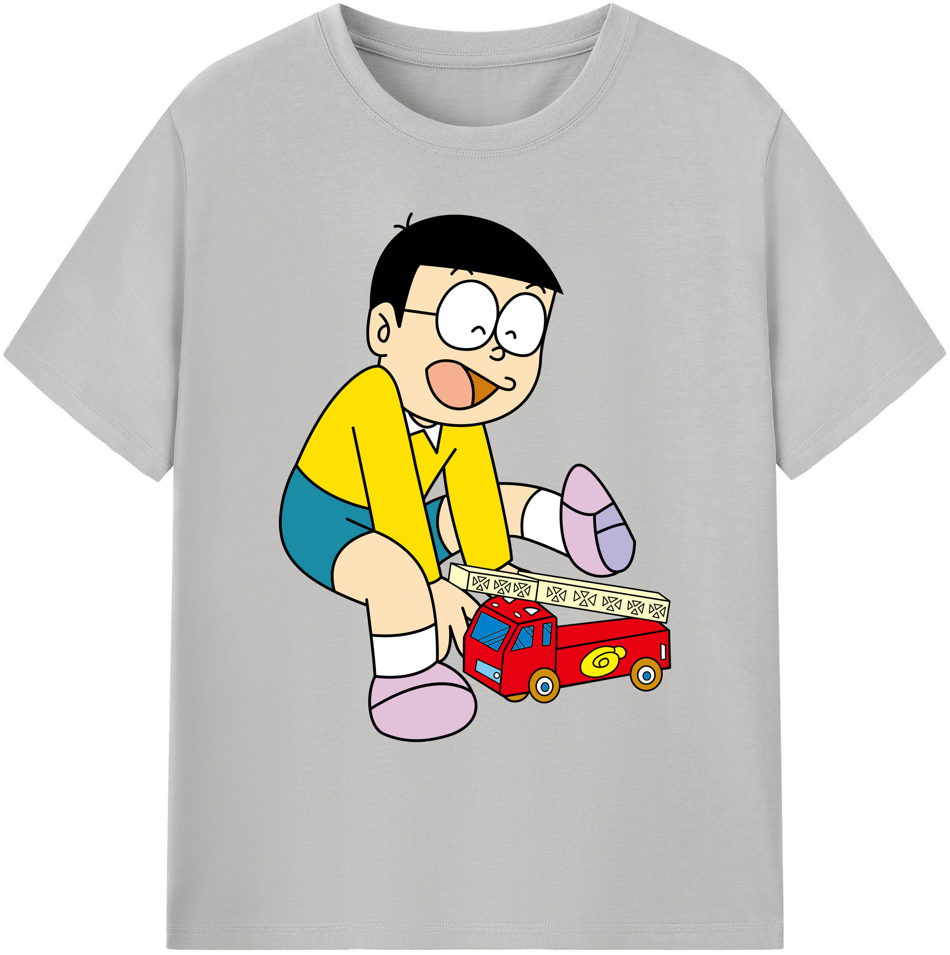 （画像用） ドラえもん 野比 のび太 Doraemon Nobita Nobi 綿100％ メンズ半袖Tシャツ｜肌触りやわらか＆通気性