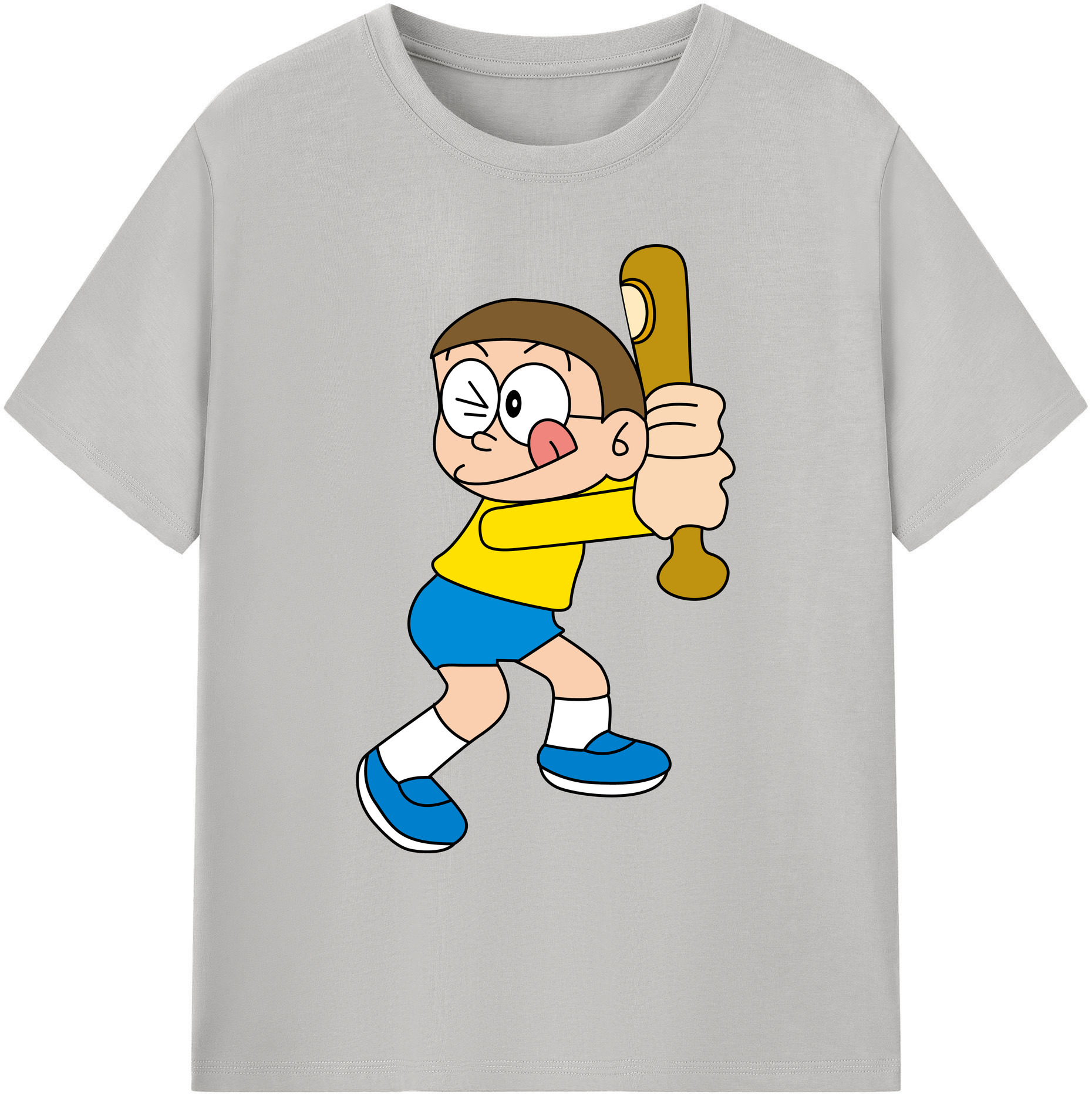 （画像用） ドラえもん 野比 のび太 Doraemon Nobita Nobi 綿100％ メンズ半袖Tシャツ｜肌触りやわらか＆通気性