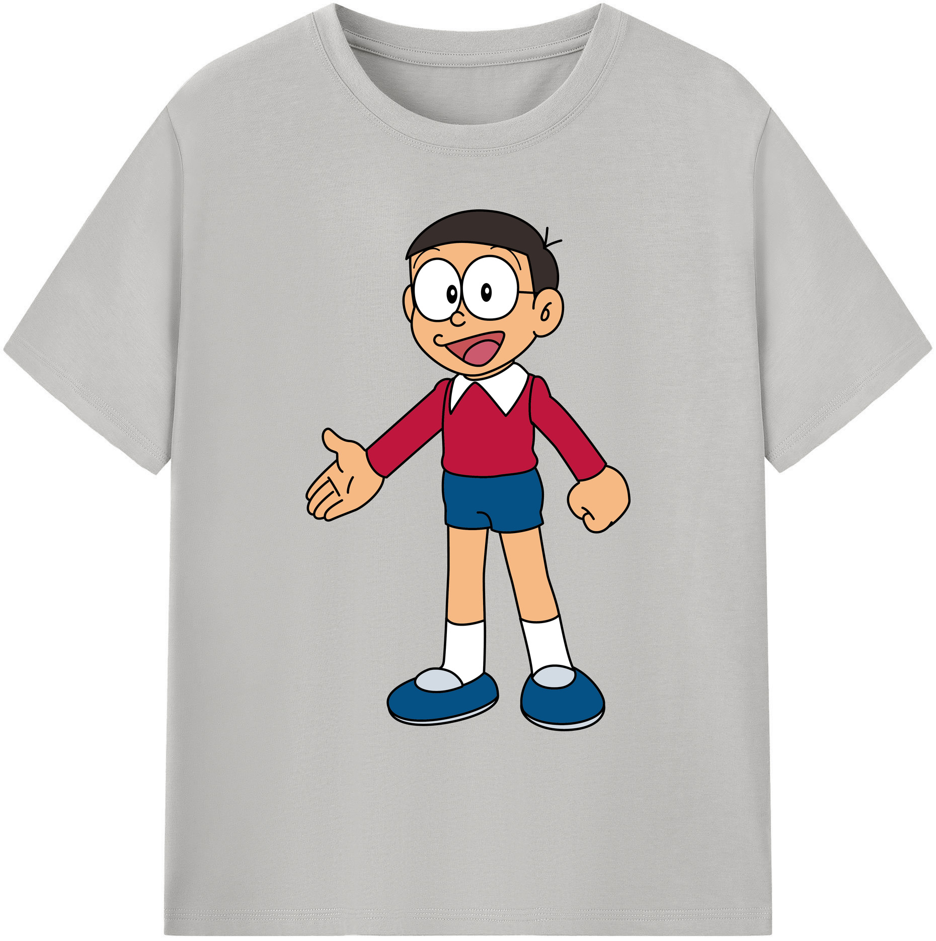 （画像用） ドラえもん 野比 のび太 Doraemon Nobita Nobi 綿100％ メンズ半袖Tシャツ｜肌触りやわらか＆通気性