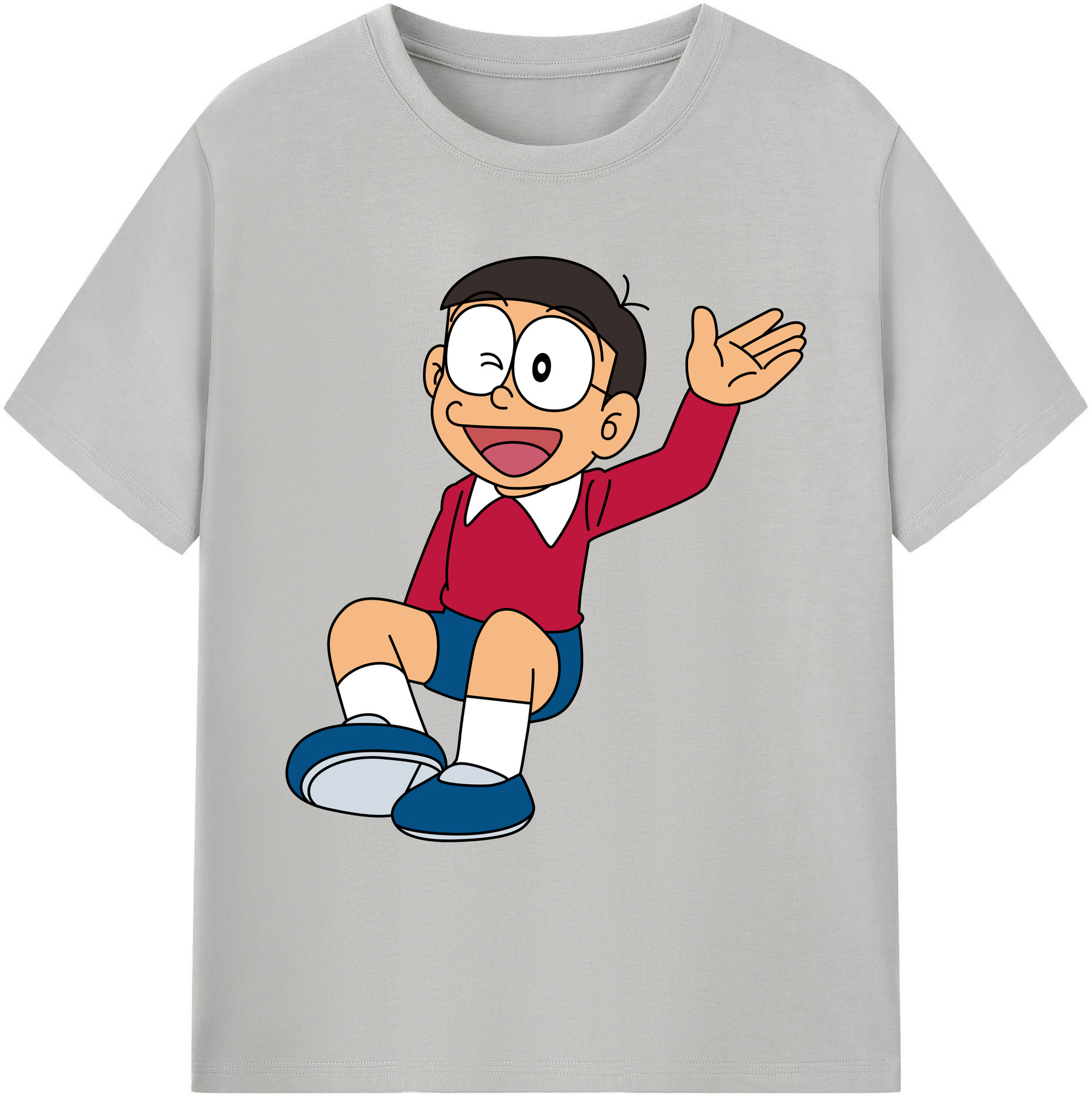 （画像用） ドラえもん 野比 のび太 Doraemon Nobita Nobi 綿100％ メンズ半袖Tシャツ｜肌触りやわらか＆通気性