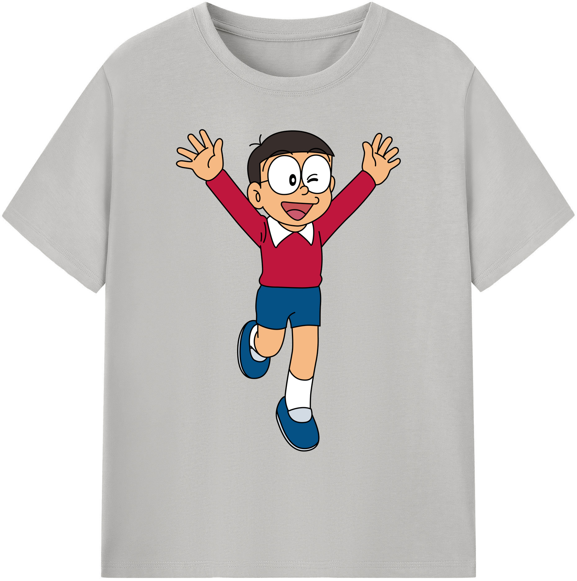 （画像用） ドラえもん 野比 のび太 Doraemon Nobita Nobi 綿100％ メンズ半袖Tシャツ｜肌触りやわらか＆通気性