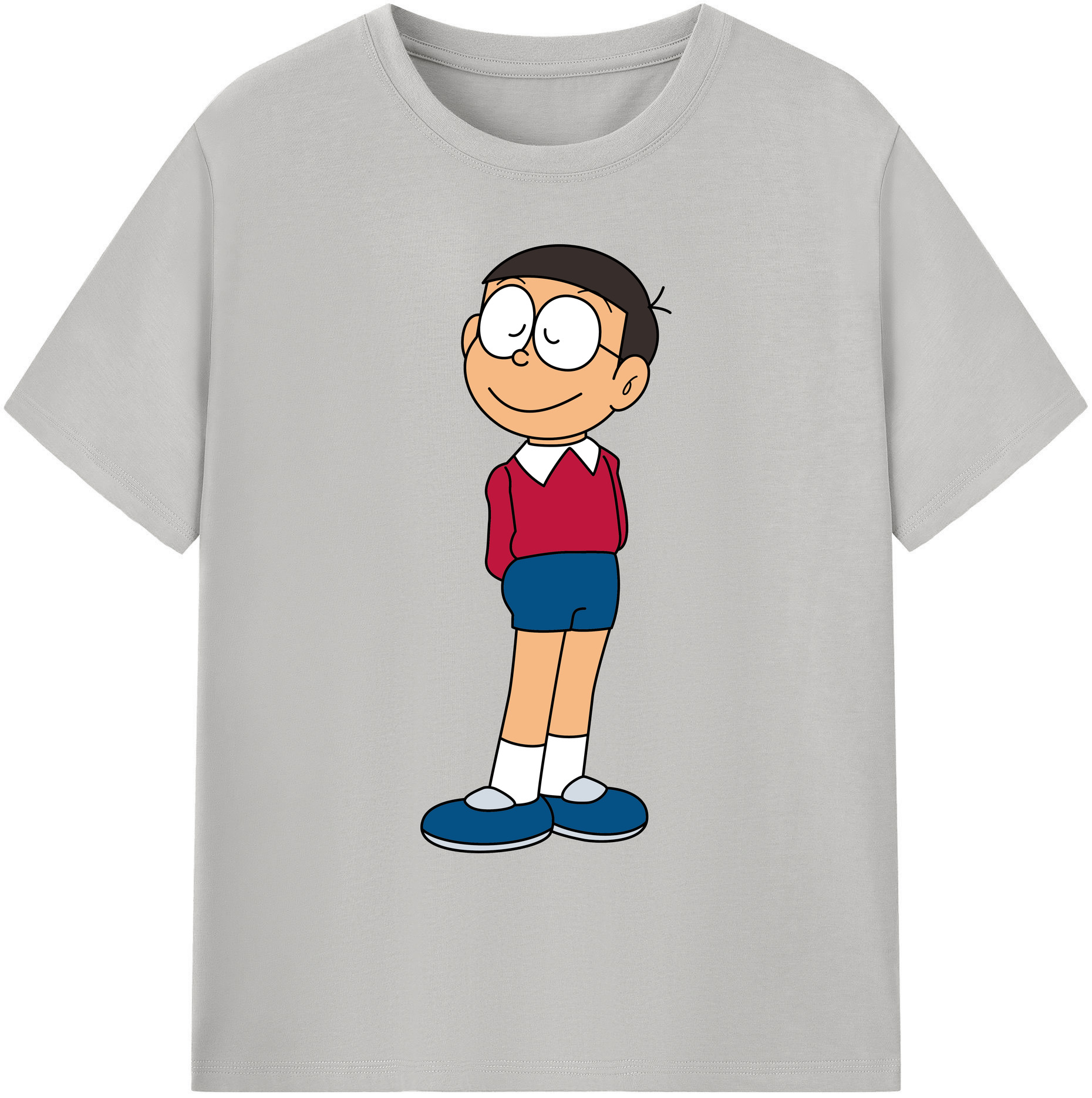 （画像用） ドラえもん 野比 のび太 Doraemon Nobita Nobi 綿100％ メンズ半袖Tシャツ｜肌触りやわらか＆通気性
