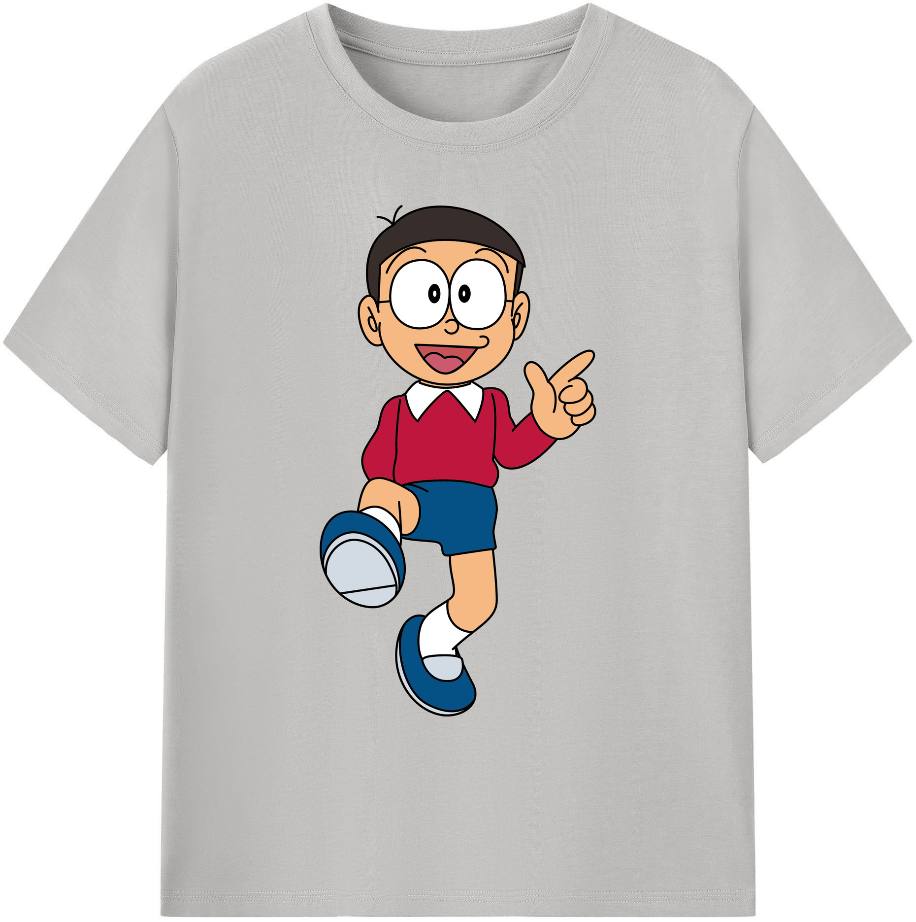 （画像用） ドラえもん 野比 のび太 Doraemon Nobita Nobi 綿100％ メンズ半袖Tシャツ｜肌触りやわらか＆通気性