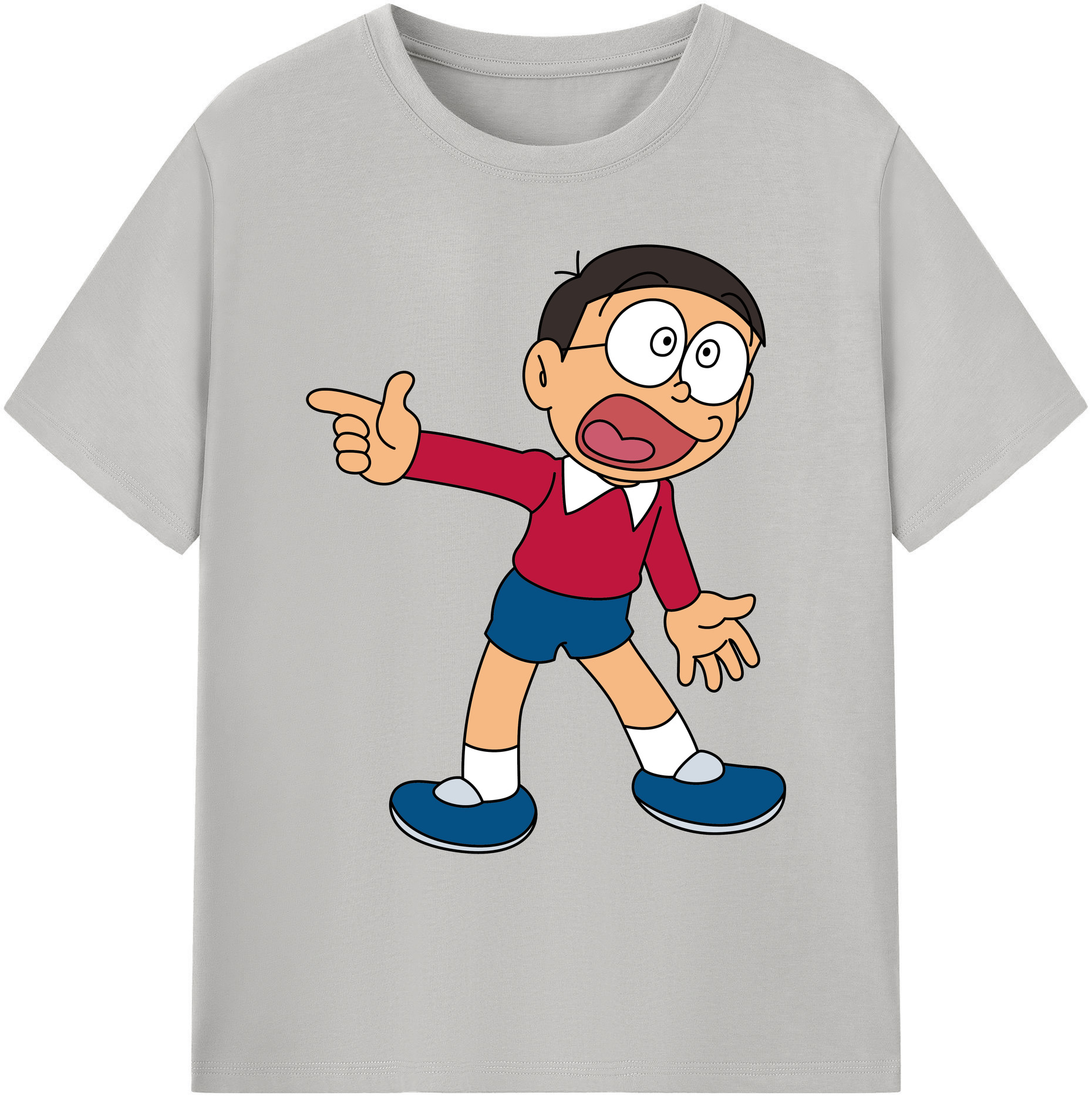 （画像用） ドラえもん 野比 のび太 Doraemon Nobita Nobi 綿100％ メンズ半袖Tシャツ｜肌触りやわらか＆通気性