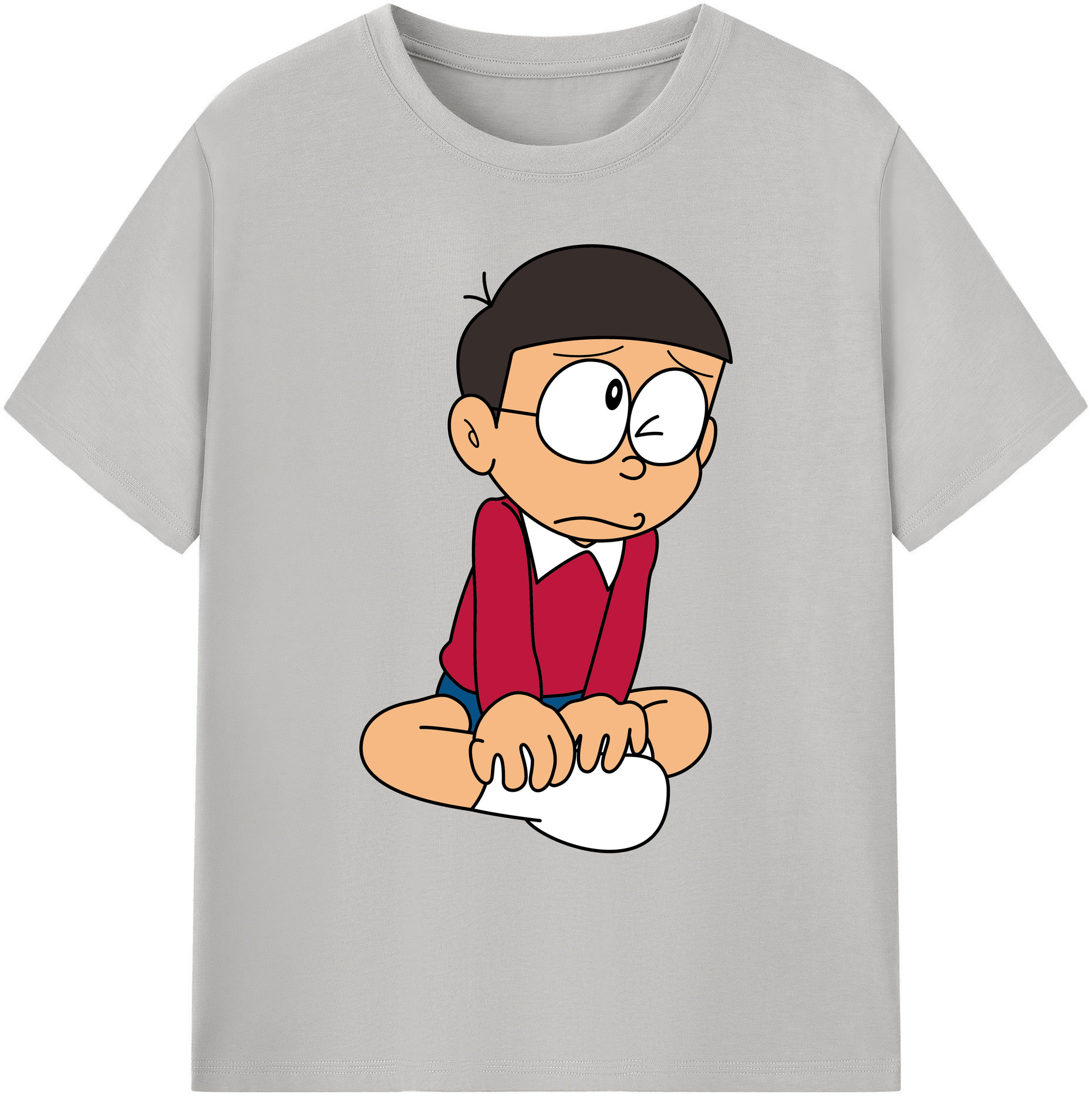 （画像用） ドラえもん 野比 のび太 Doraemon Nobita Nobi 綿100％ メンズ半袖Tシャツ｜肌触りやわらか＆通気性