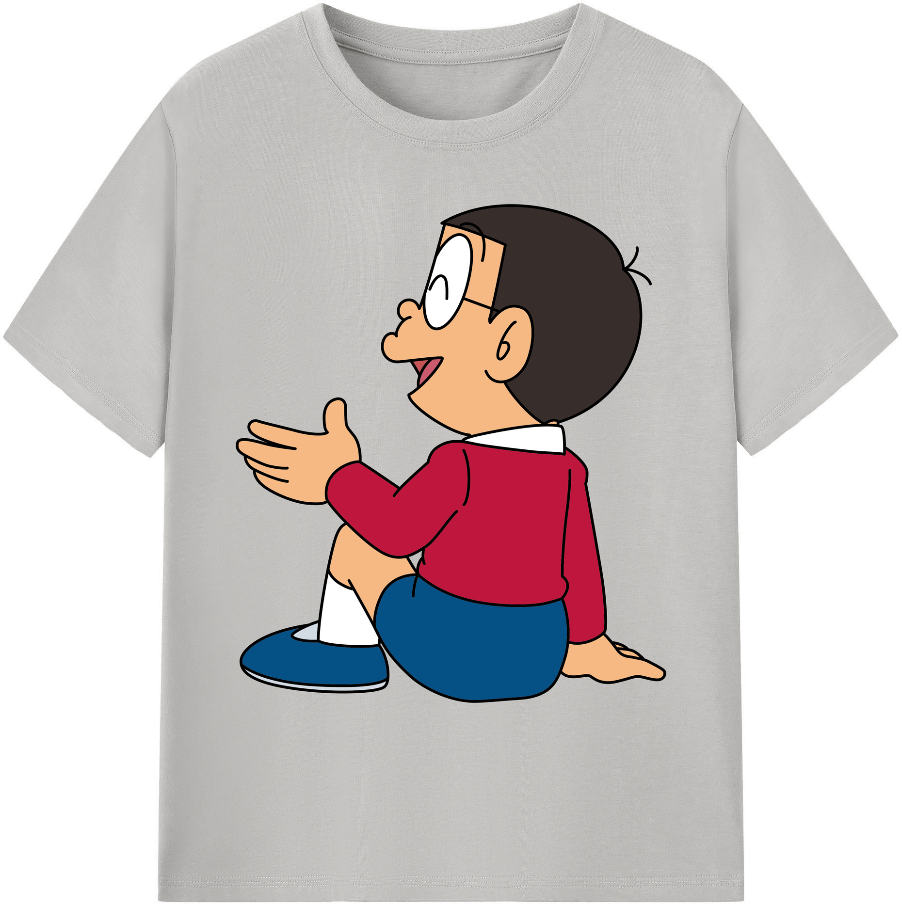 （画像用） ドラえもん 野比 のび太 Doraemon Nobita Nobi 綿100％ メンズ半袖Tシャツ｜肌触りやわらか＆通気性