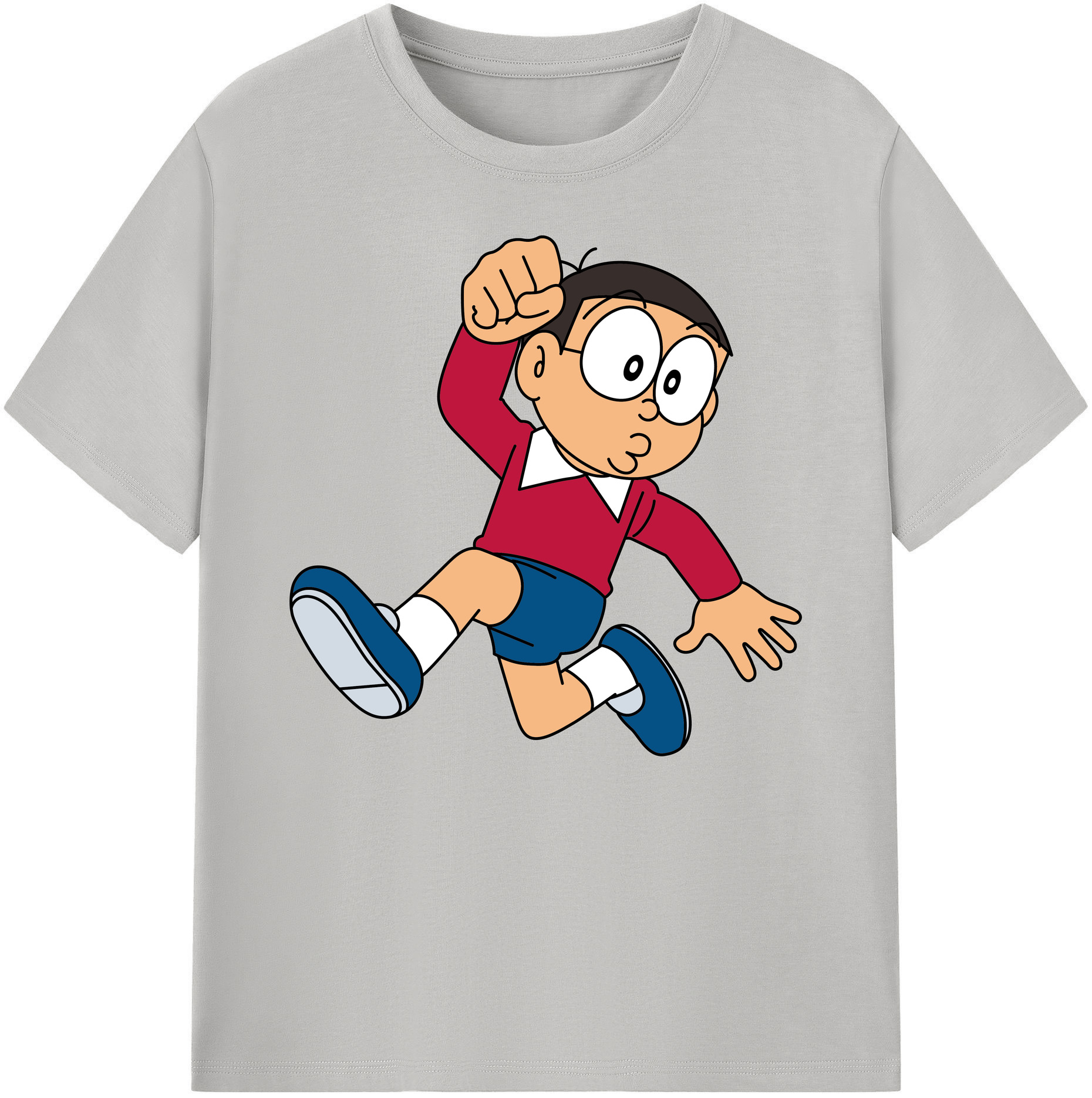 （画像用） ドラえもん 野比 のび太 Doraemon Nobita Nobi 綿100％ メンズ半袖Tシャツ｜肌触りやわらか＆通気性