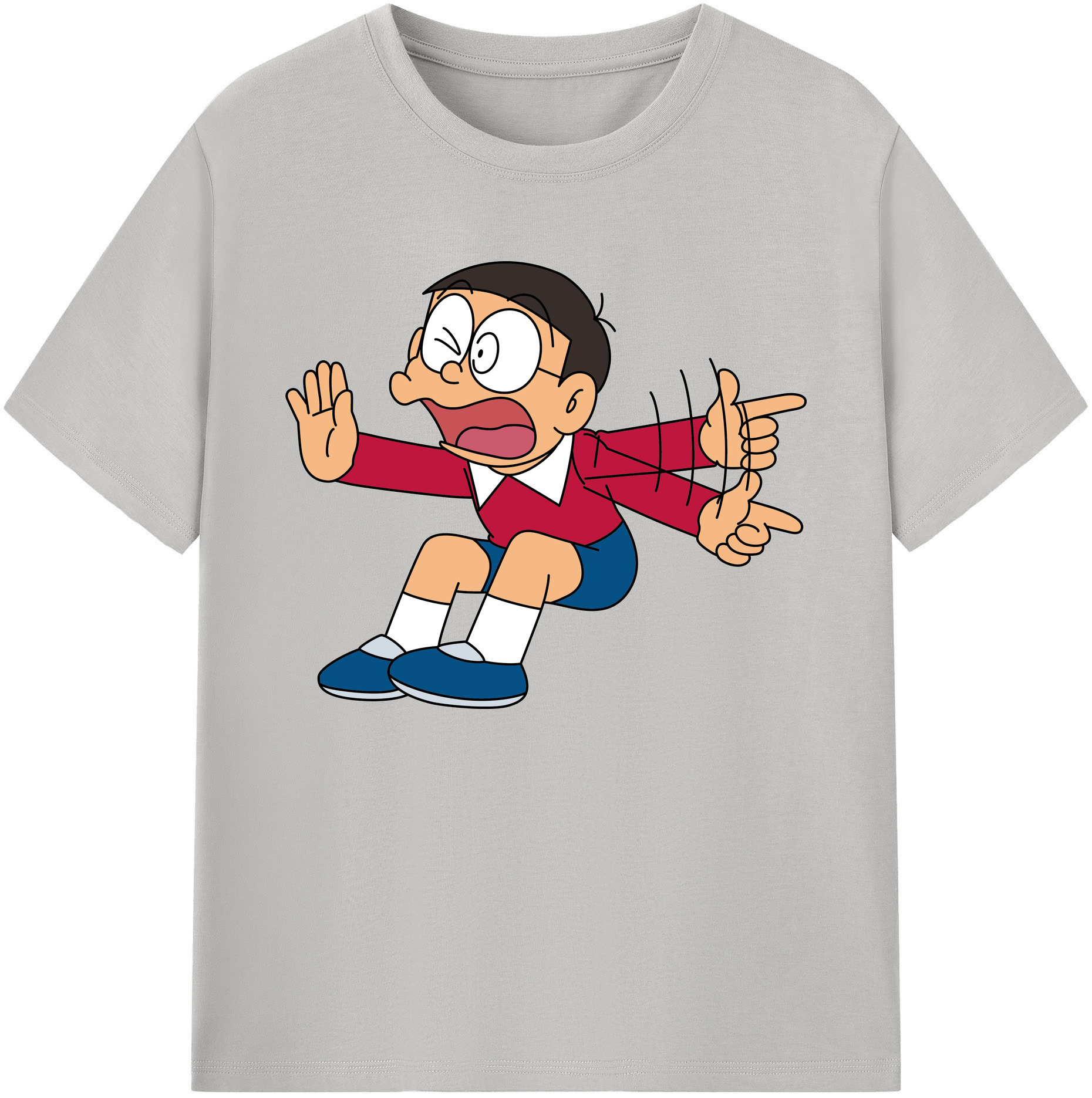（画像用） ドラえもん 野比 のび太 Doraemon Nobita Nobi 綿100％ メンズ半袖Tシャツ｜肌触りやわらか＆通気性