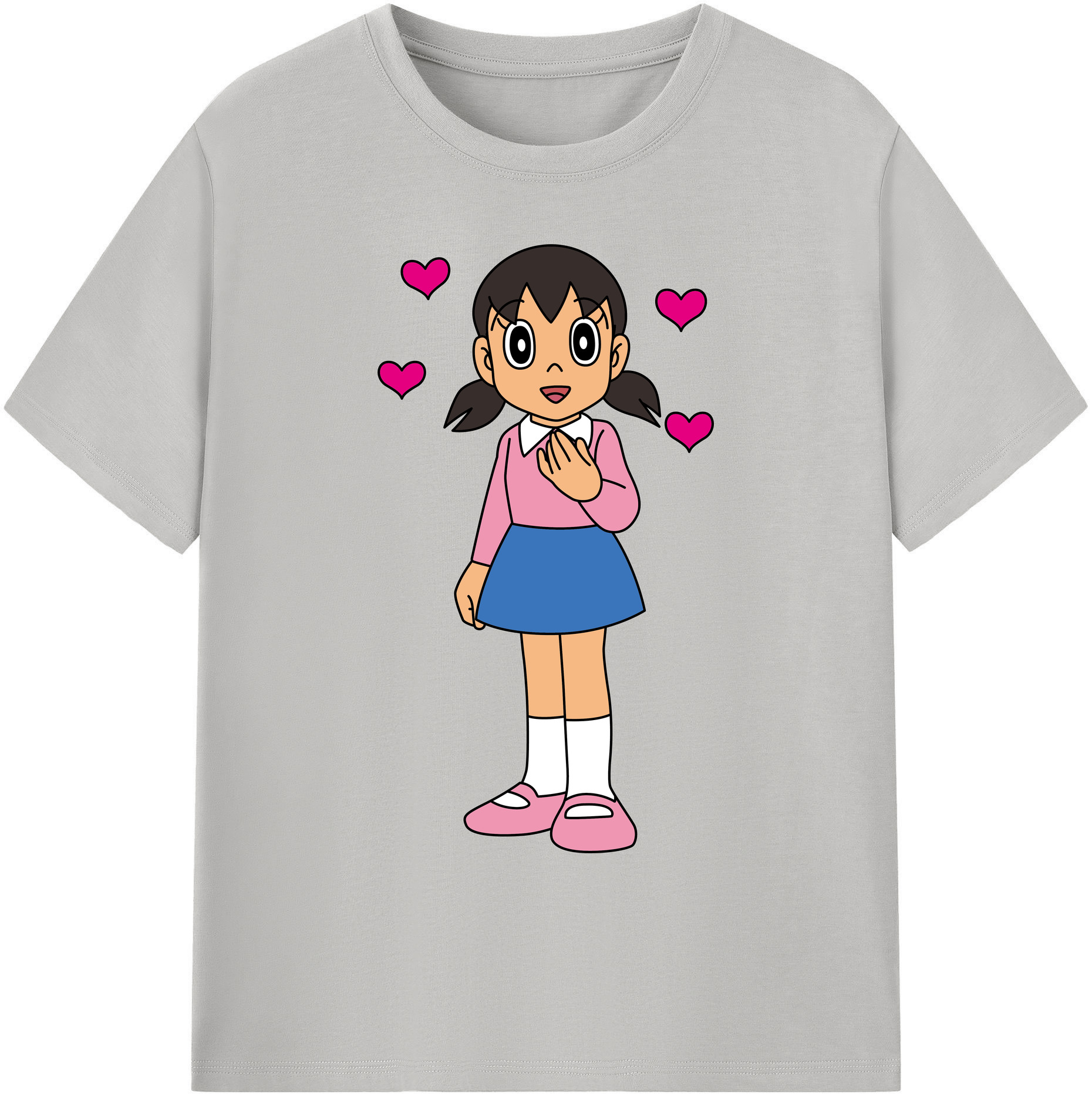 （画像用） ドラえもん みなもと しずか Doraemon Shizuka Minamoto 綿100％ メンズ半袖Tシャツ｜肌触りやわらか＆通気性