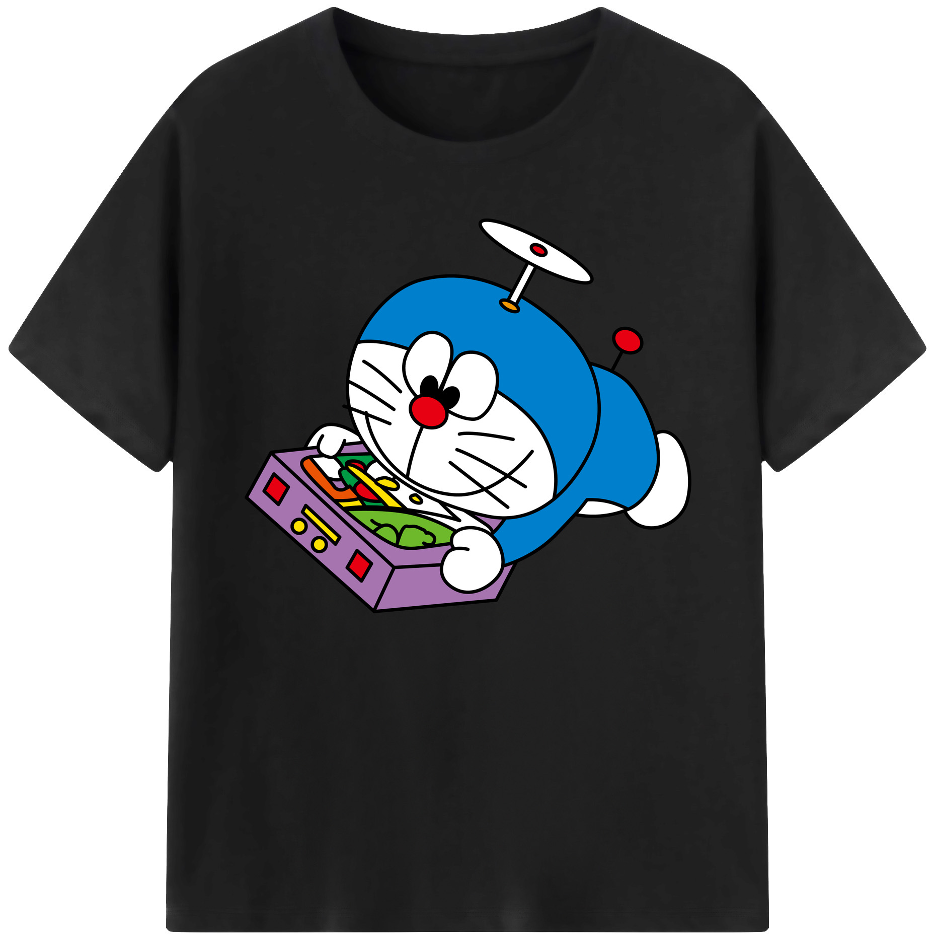 （画像用） ドラえもん Doraemon 綿100％ メンズ半袖Tシャツ｜肌触りやわらか＆通気性
