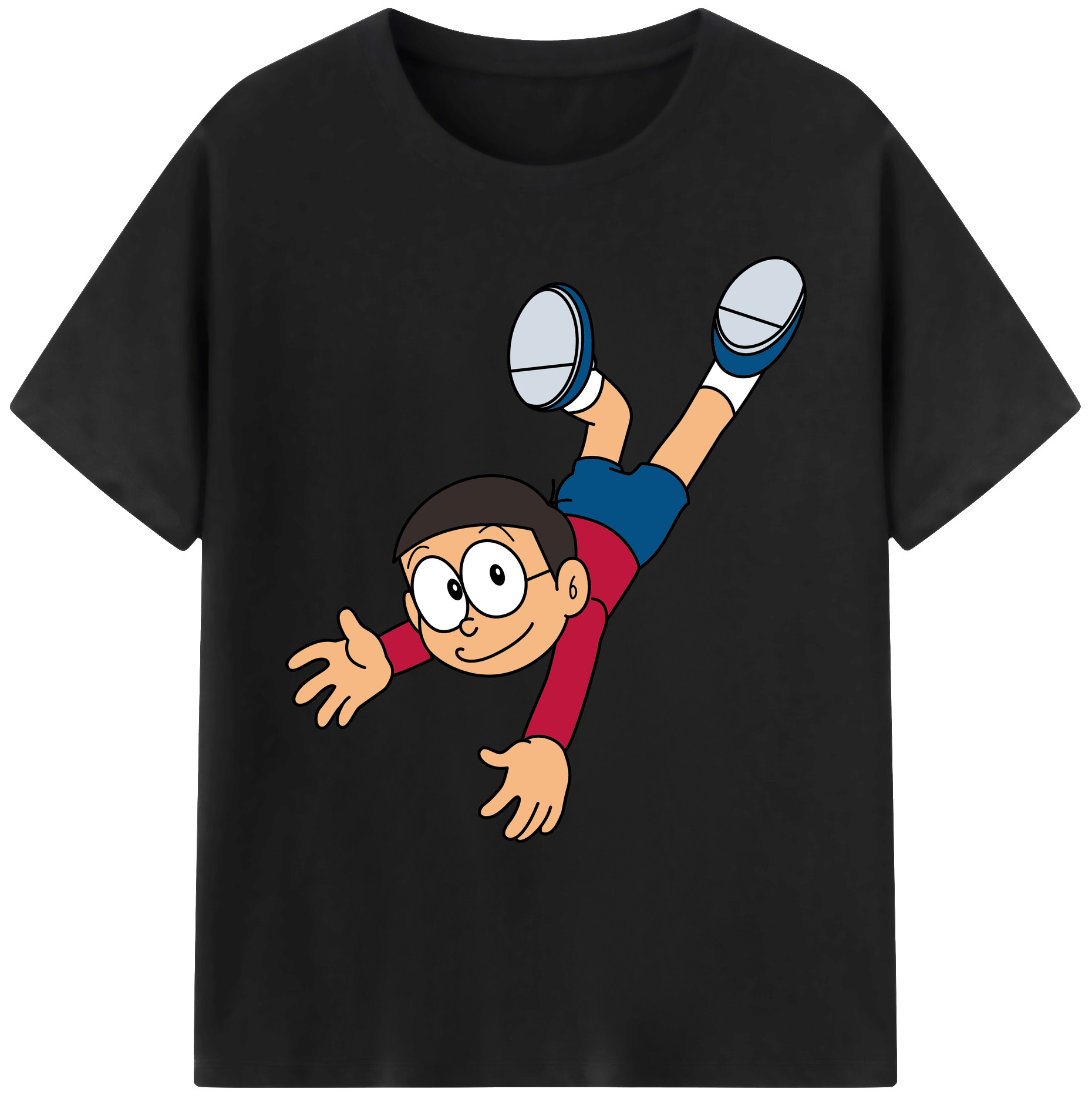 （画像用） ドラえもん 野比 のび太 Doraemon Nobita Nobi 綿100％ メンズ半袖Tシャツ｜肌触りやわらか＆通気性