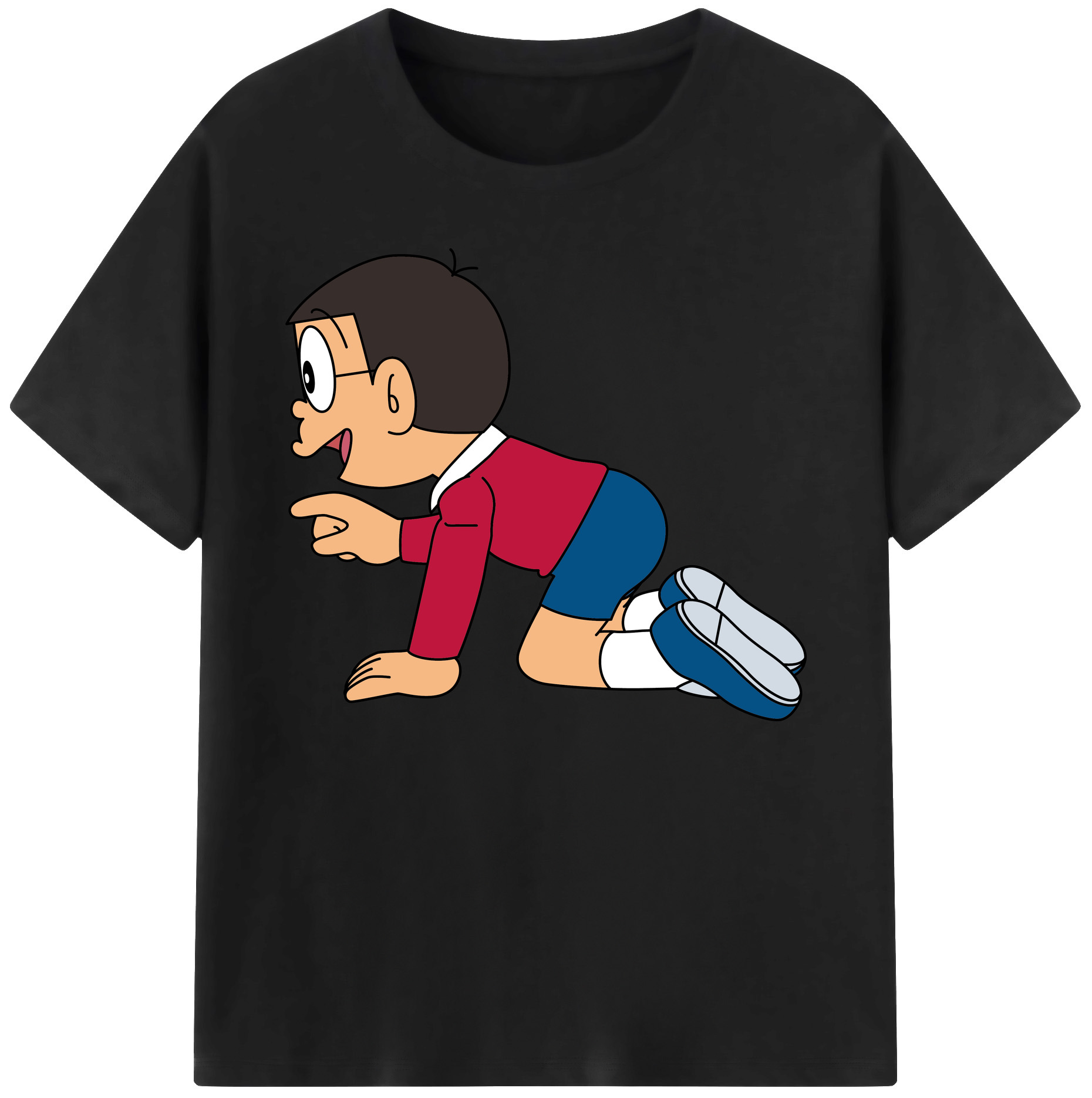 （画像用） ドラえもん 野比 のび太 Doraemon Nobita Nobi 綿100％ メンズ半袖Tシャツ｜肌触りやわらか＆通気性