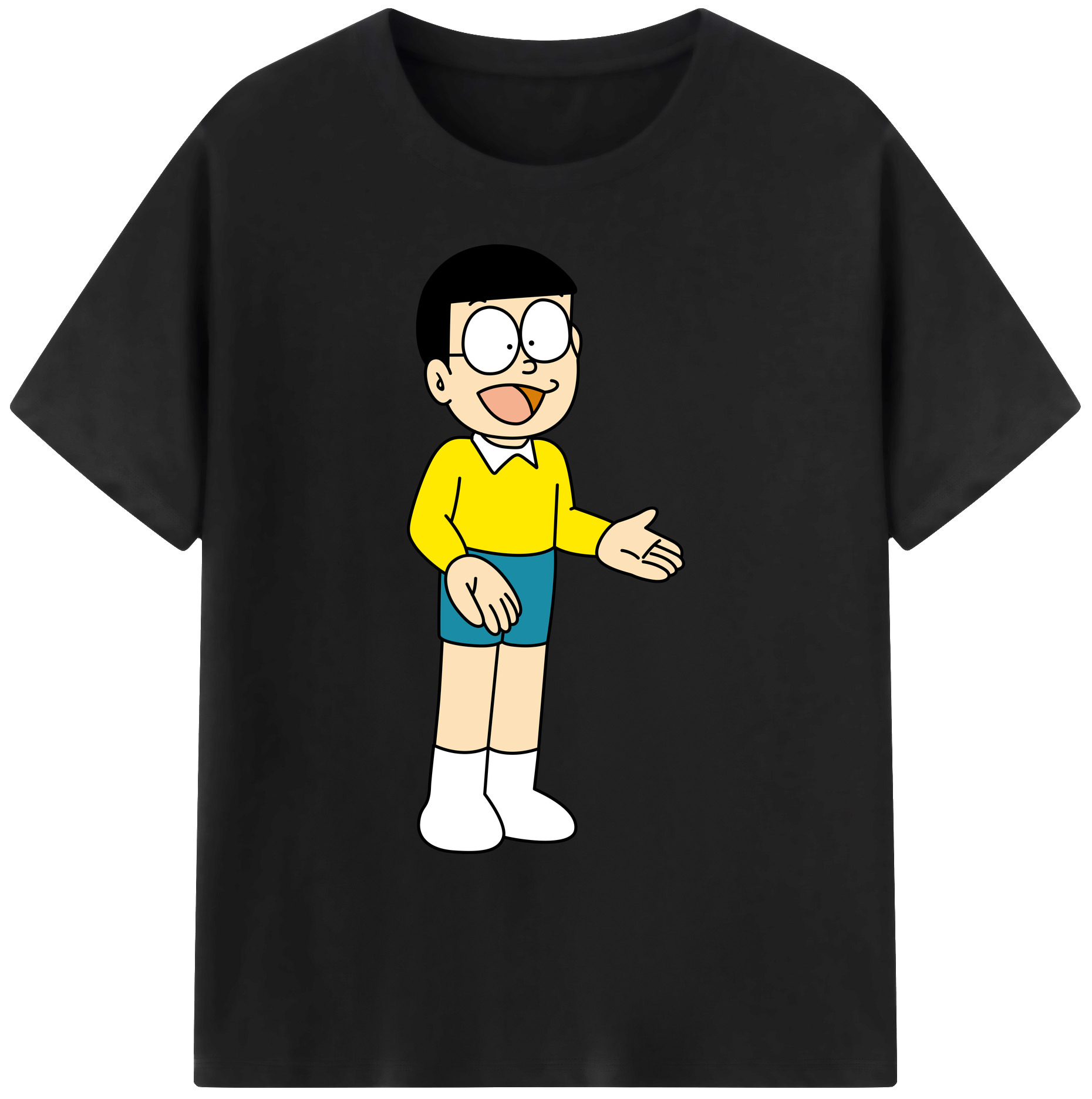 （画像用） ドラえもん 野比 のび太 Doraemon Nobita Nobi 綿100％ メンズ半袖Tシャツ｜肌触りやわらか＆通気性