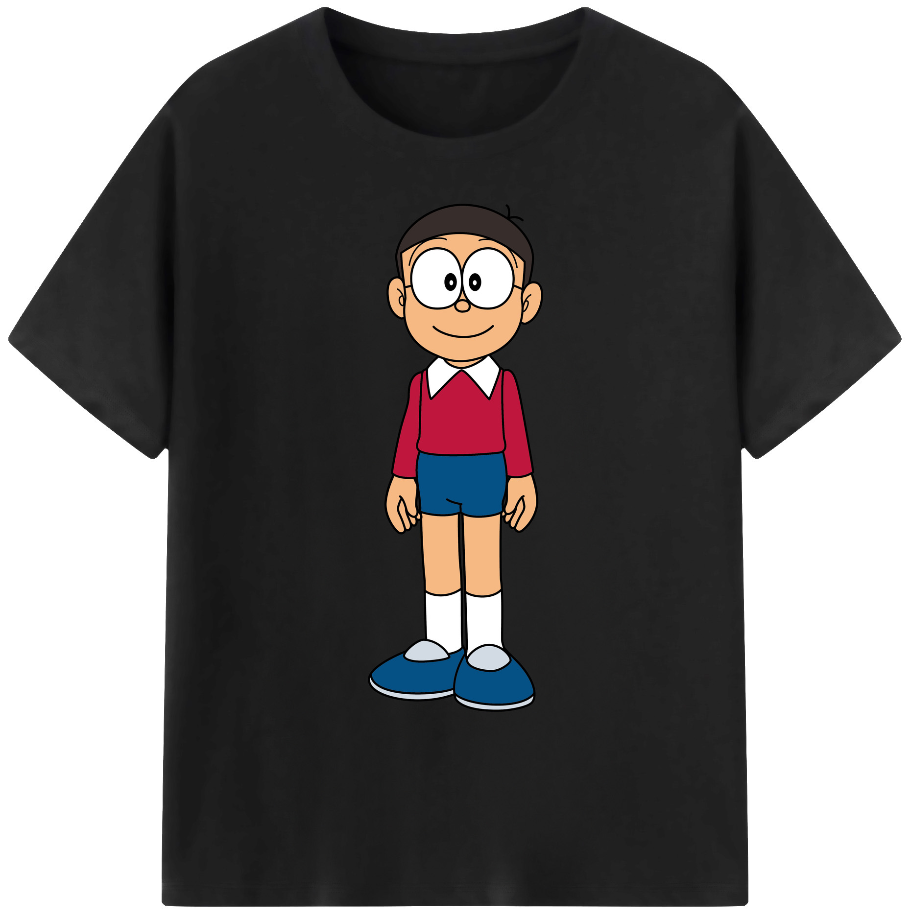 （画像用） ドラえもん 野比 のび太 Doraemon Nobita Nobi 綿100％ メンズ半袖Tシャツ｜肌触りやわらか＆通気性