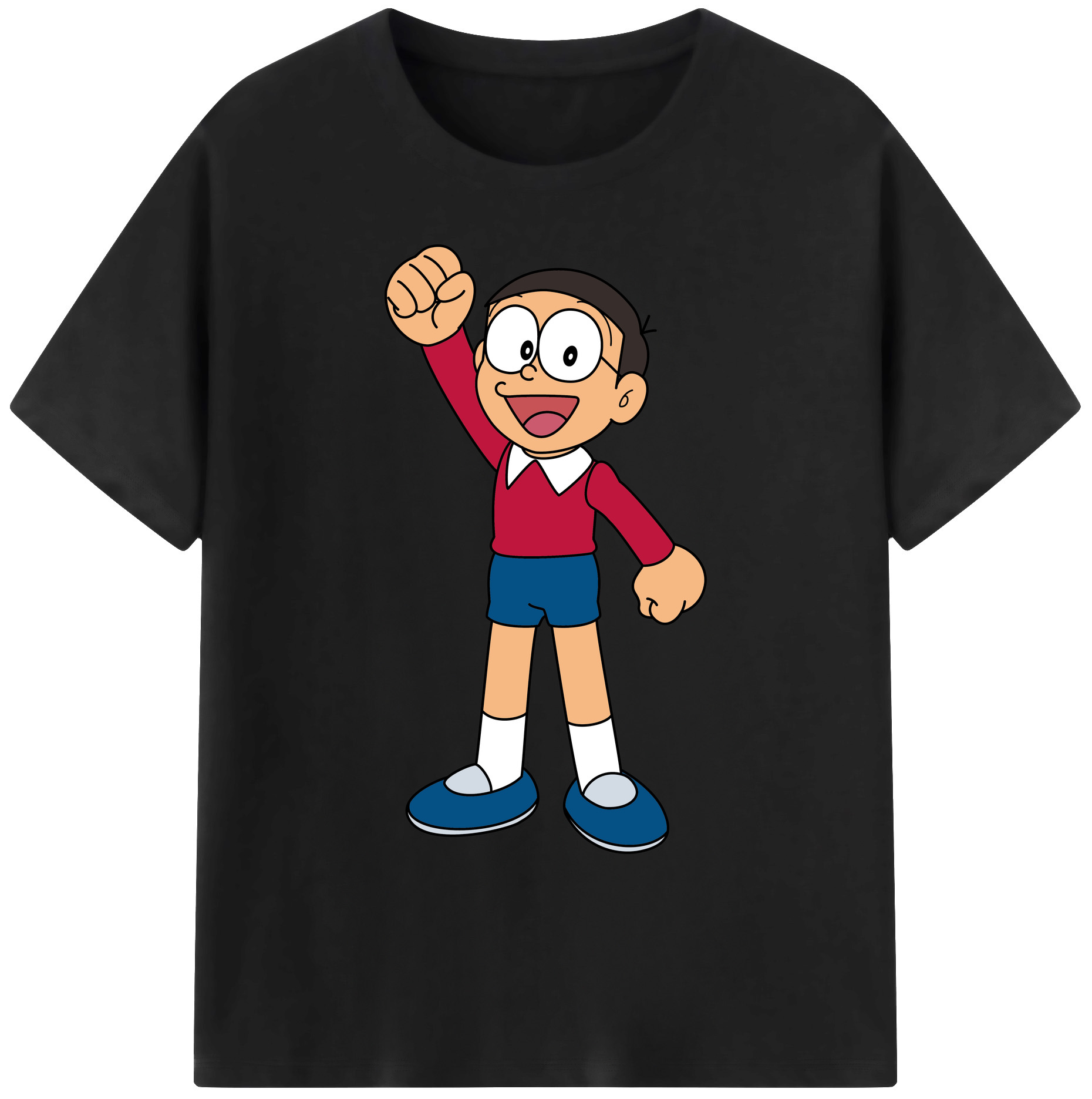 （画像用） ドラえもん 野比 のび太 Doraemon Nobita Nobi 綿100％ メンズ半袖Tシャツ｜肌触りやわらか＆通気性