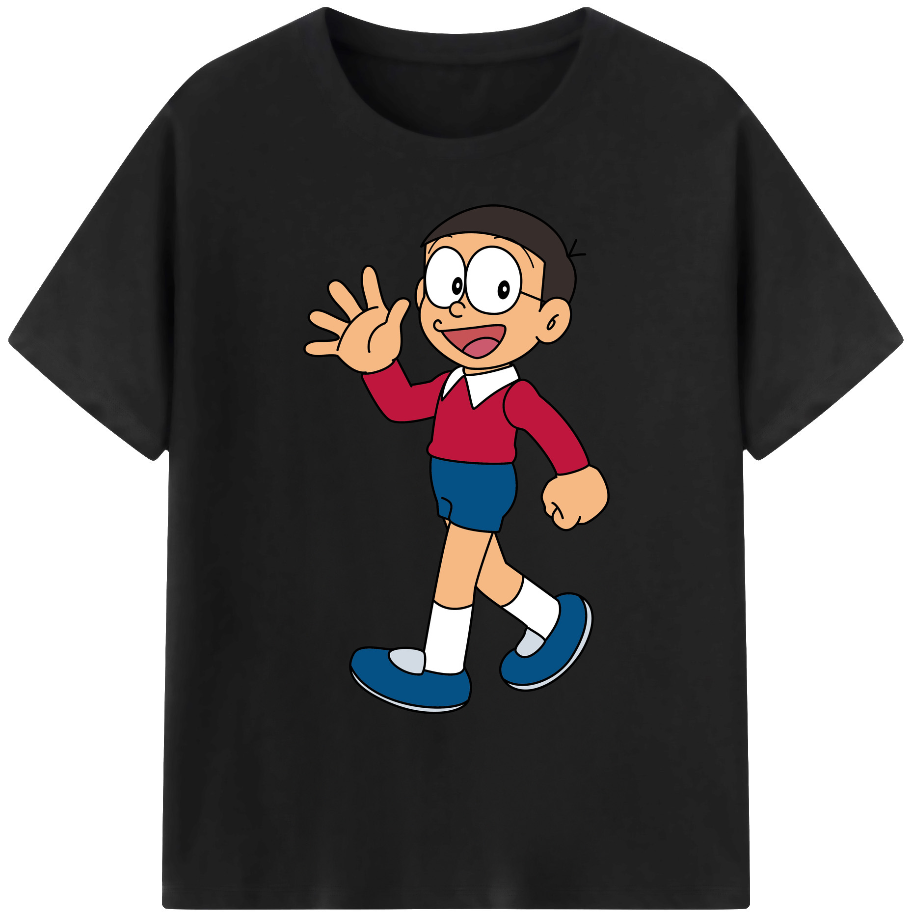 （画像用） ドラえもん 野比 のび太 Doraemon Nobita Nobi 綿100％ メンズ半袖Tシャツ｜肌触りやわらか＆通気性