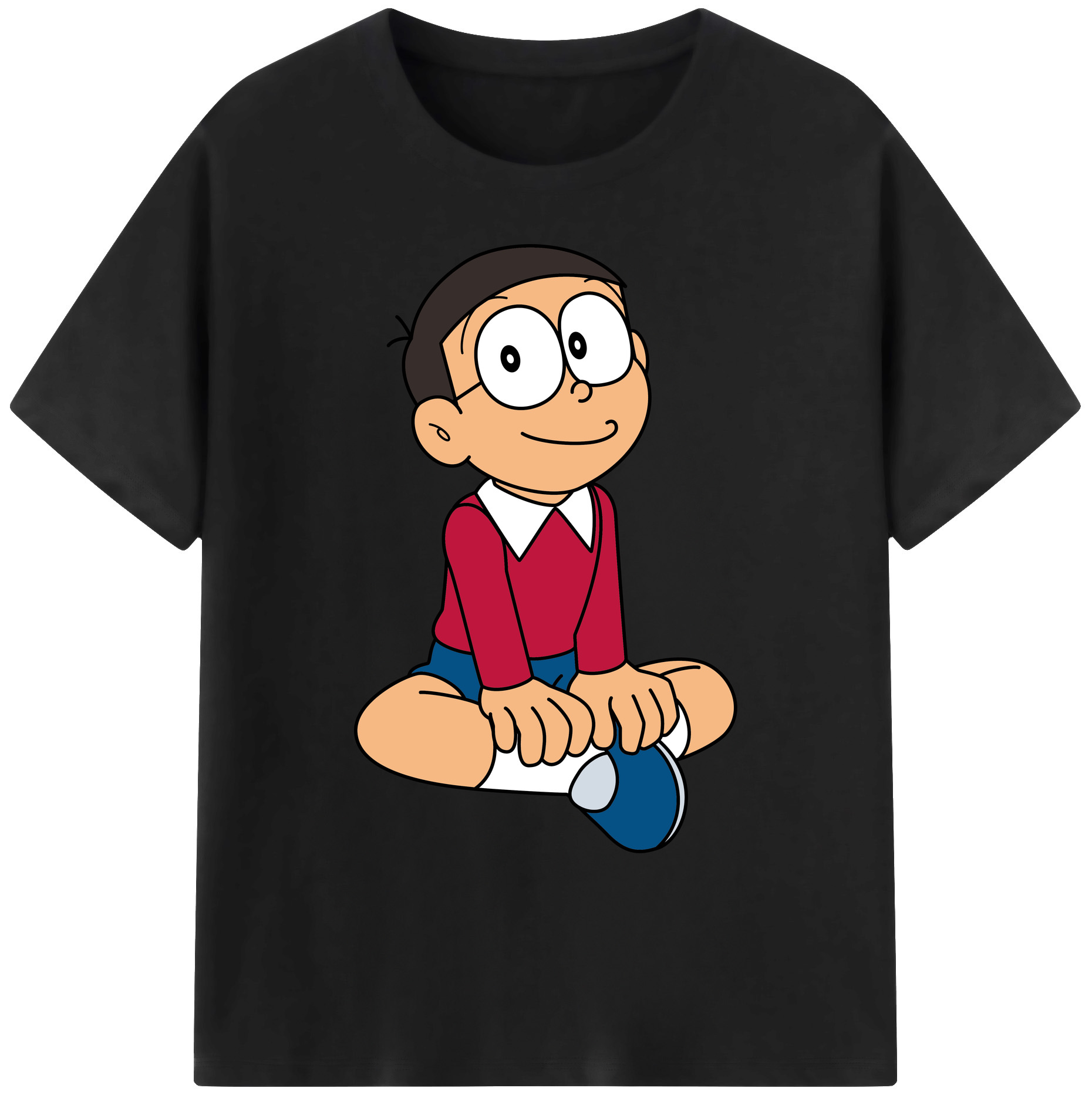 （画像用） ドラえもん 野比 のび太 Doraemon Nobita Nobi 綿100％ メンズ半袖Tシャツ｜肌触りやわらか＆通気性