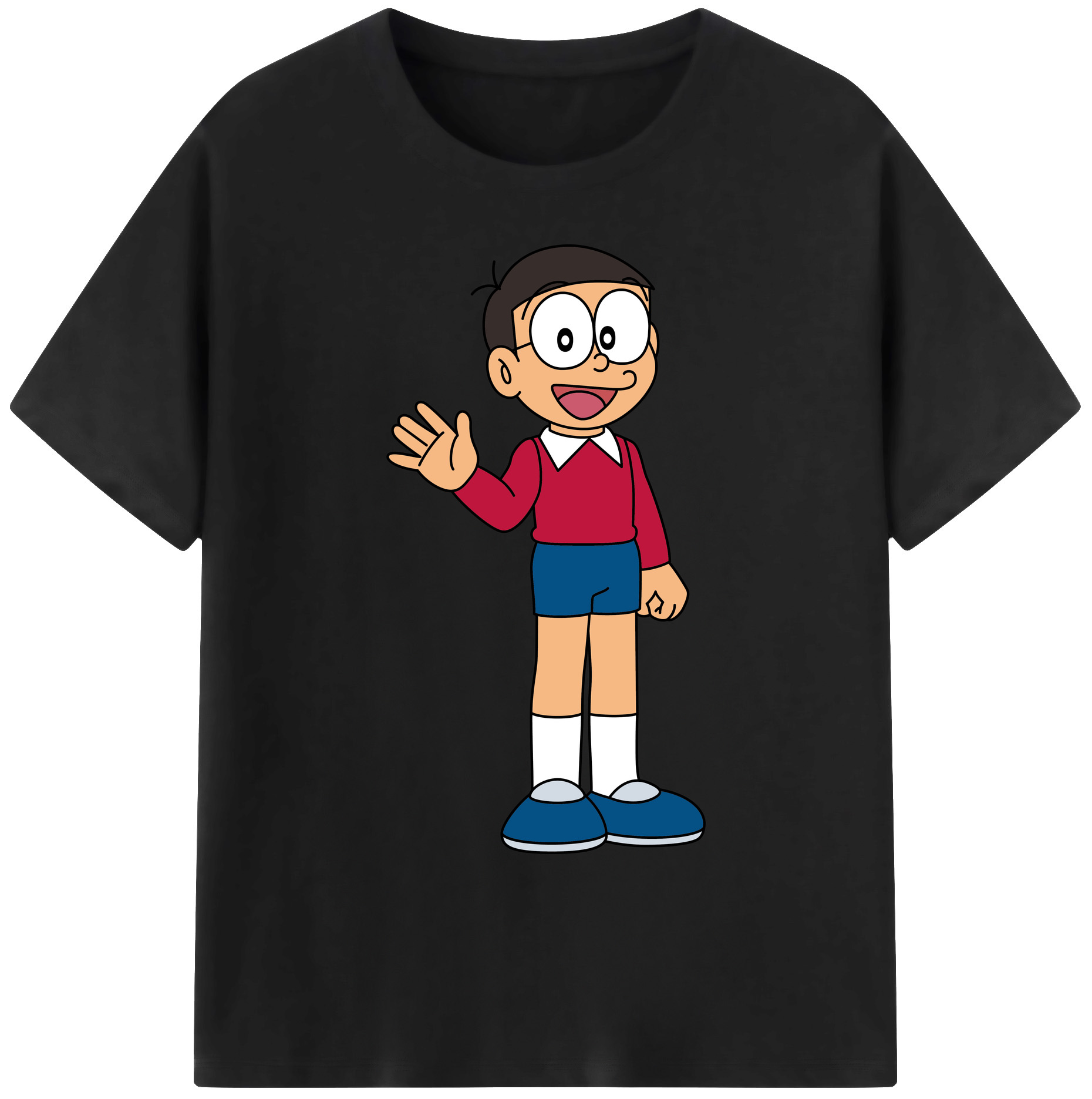 （画像用） ドラえもん 野比 のび太 Doraemon Nobita Nobi 綿100％ メンズ半袖Tシャツ｜肌触りやわらか＆通気性