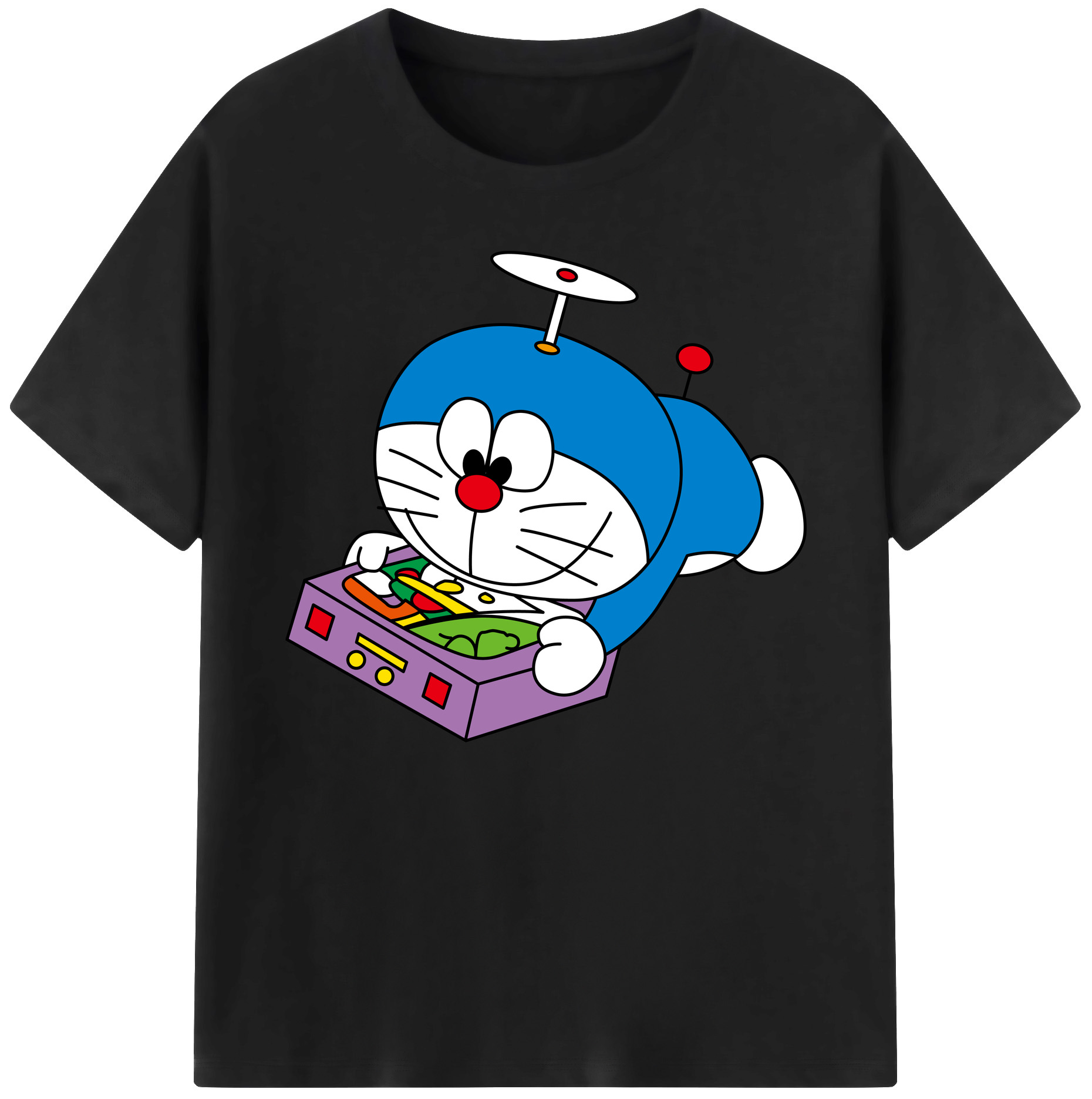 （画像用） ドラえもん Doraemon 綿100％ メンズ半袖Tシャツ｜肌触りやわらか＆通気性