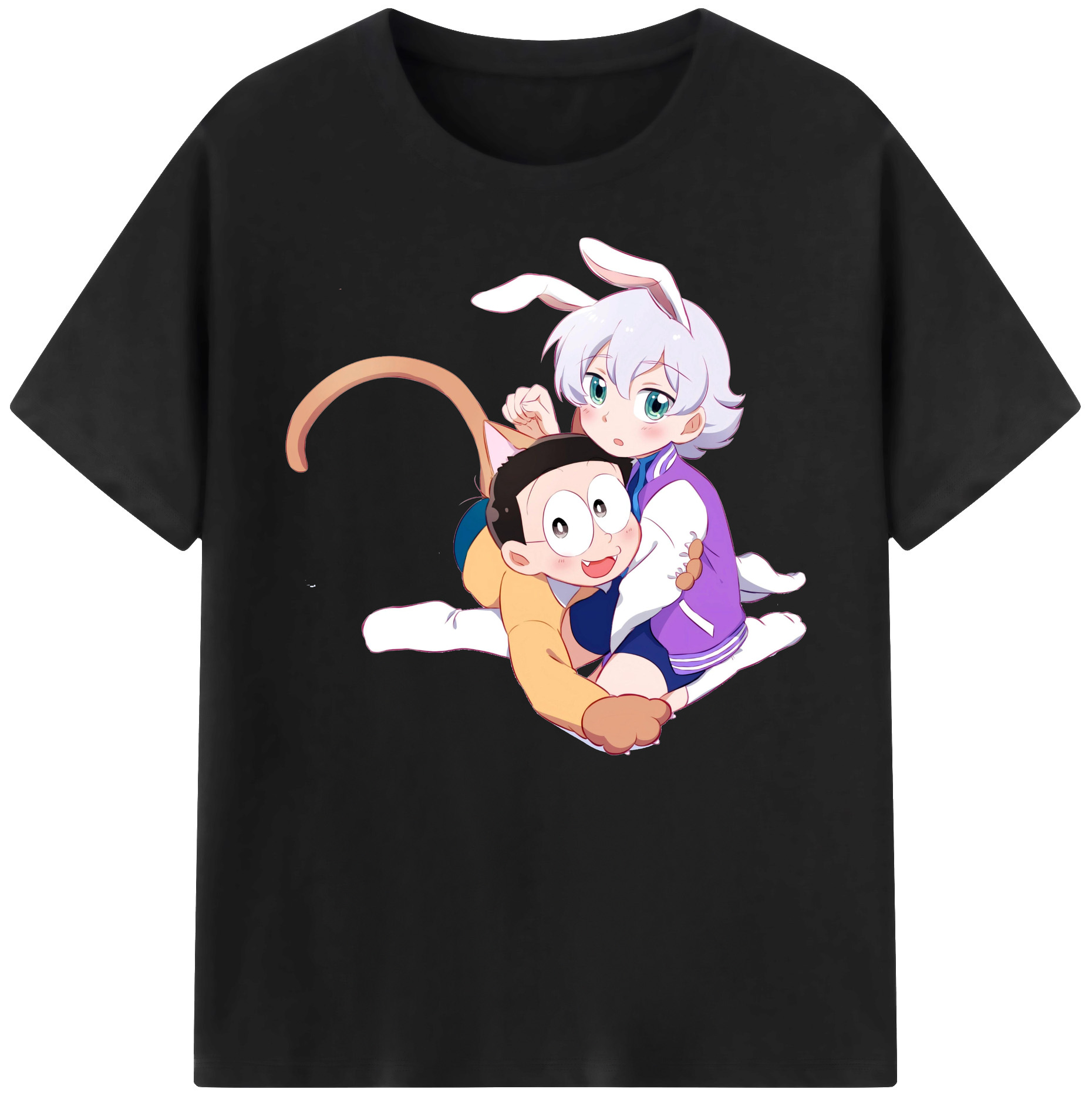 （画像用） ドラえもん 野比 のび太 Doraemon Nobita Nobi 綿100％ メンズ半袖Tシャツ｜肌触りやわらか＆通気性