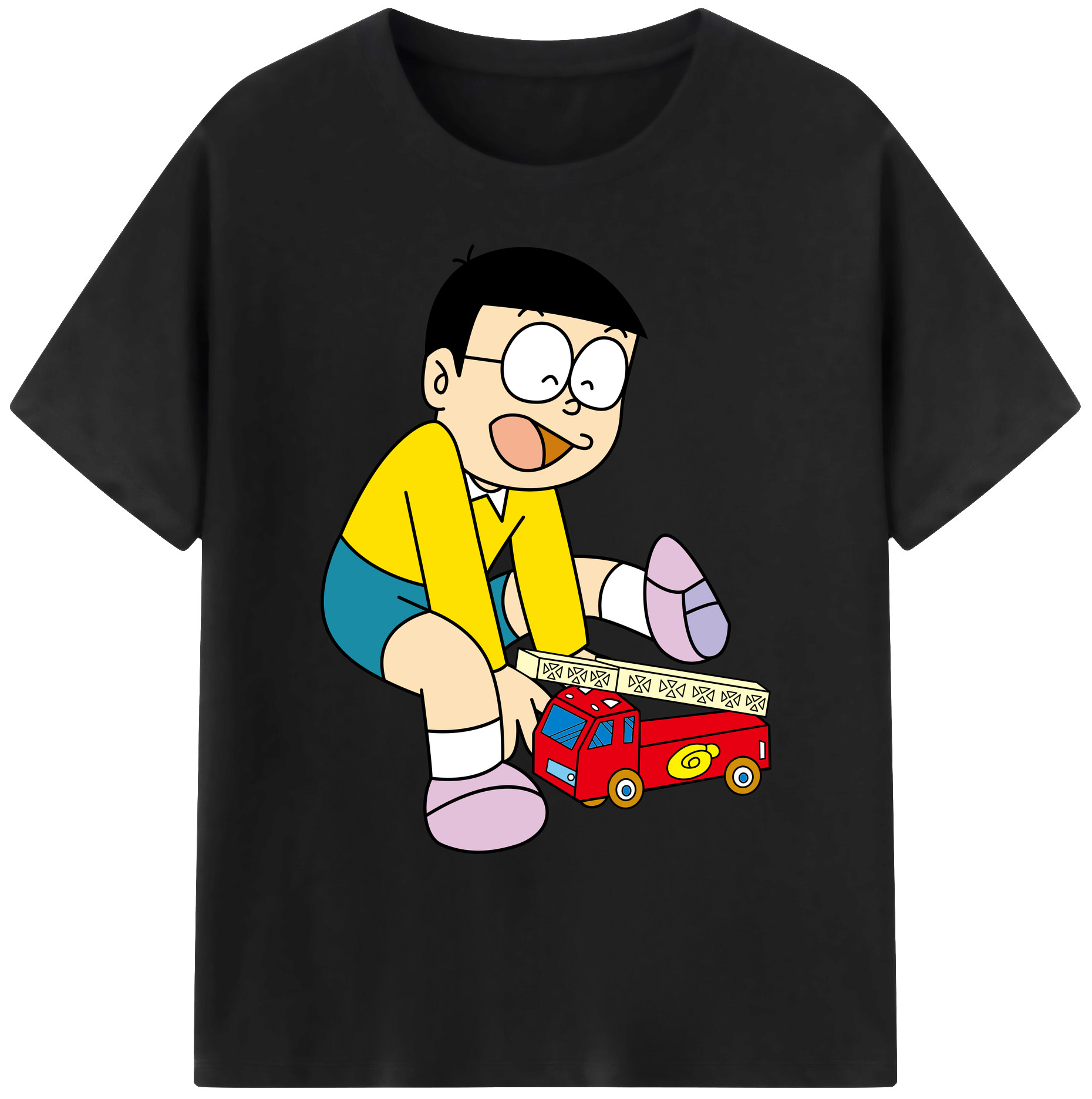 （画像用） ドラえもん 野比 のび太 Doraemon Nobita Nobi 綿100％ メンズ半袖Tシャツ｜肌触りやわらか＆通気性
