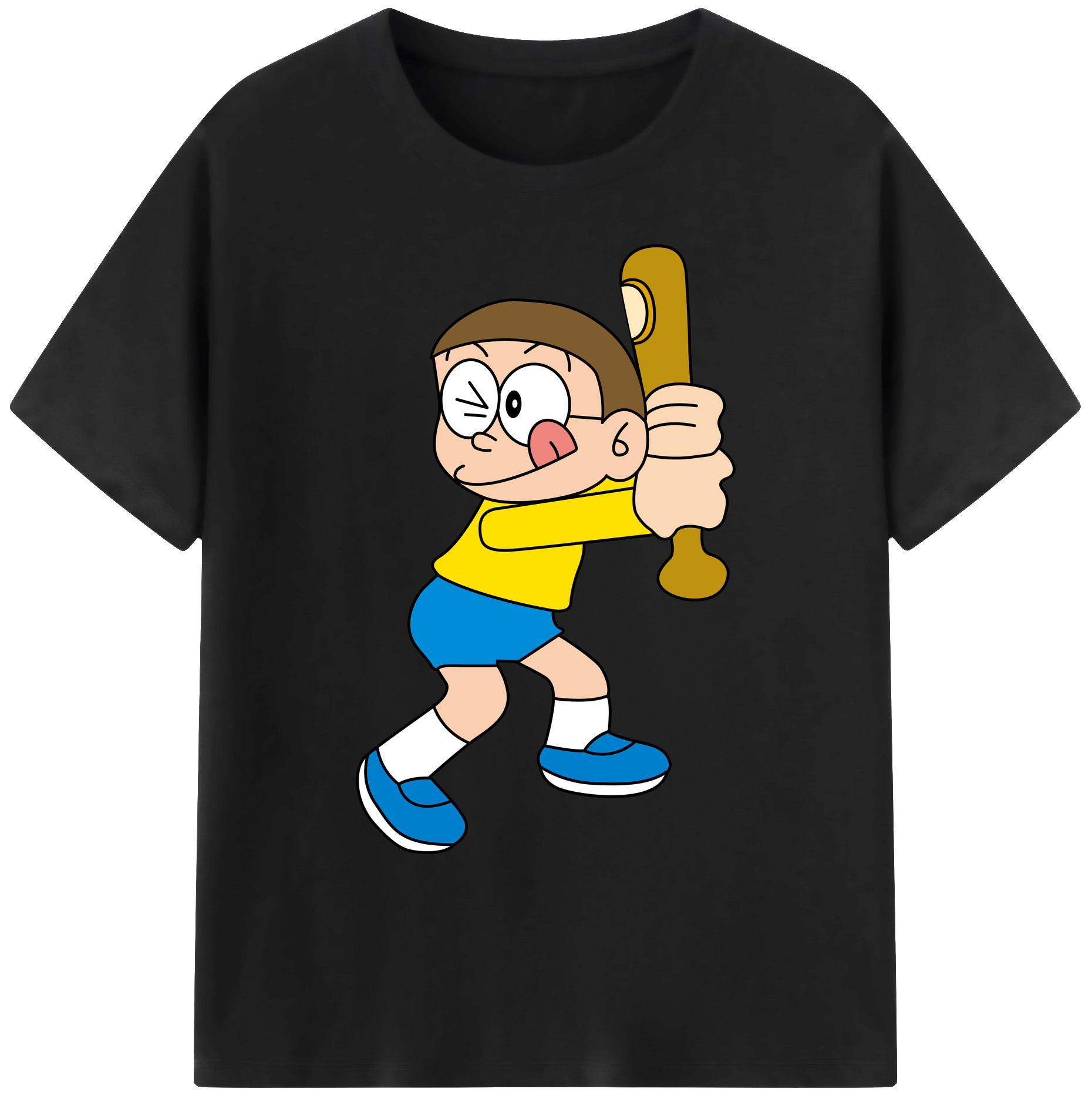 （画像用） ドラえもん 野比 のび太 Doraemon Nobita Nobi 綿100％ メンズ半袖Tシャツ｜肌触りやわらか＆通気性