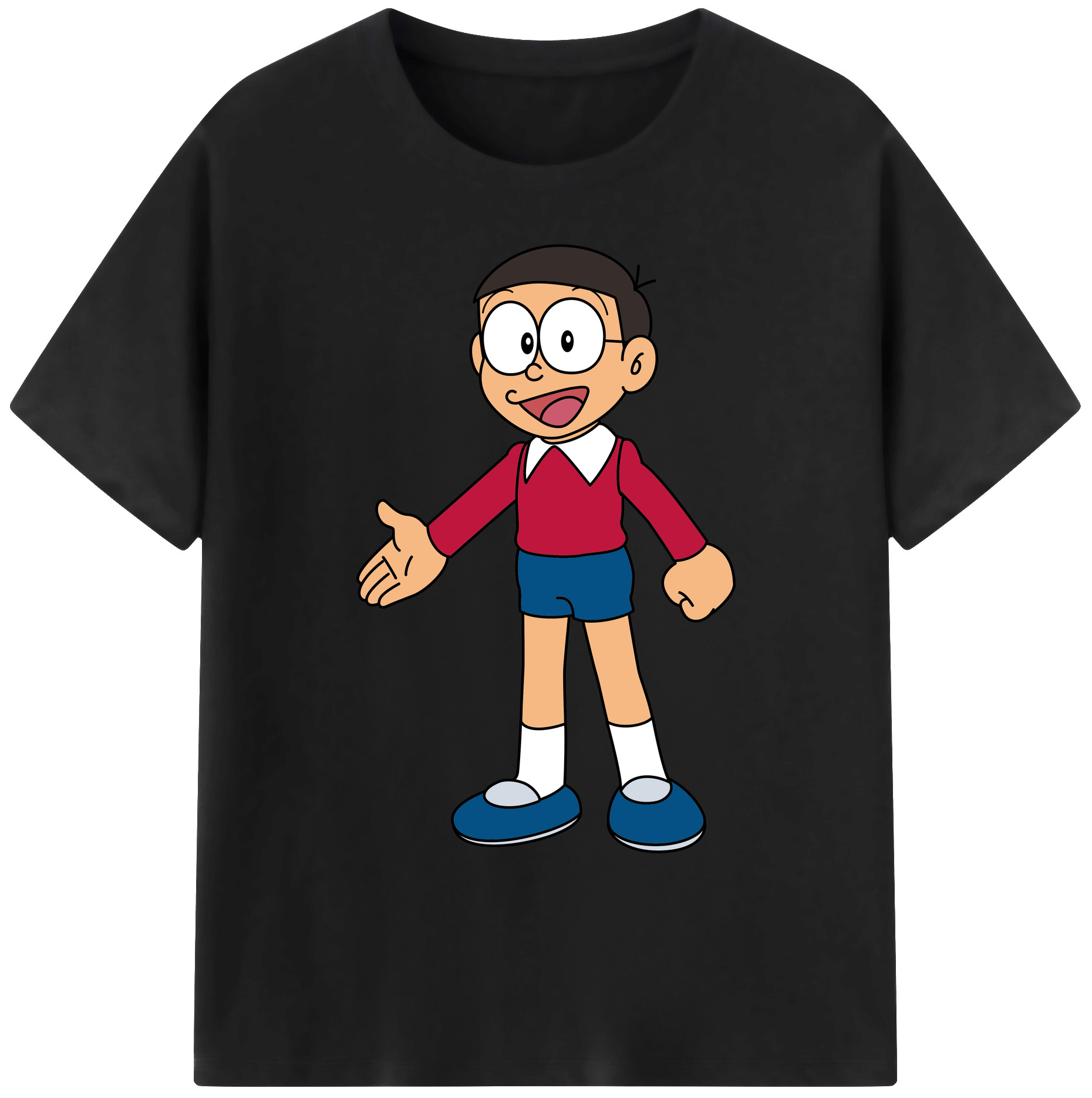 （画像用） ドラえもん 野比 のび太 Doraemon Nobita Nobi 綿100％ メンズ半袖Tシャツ｜肌触りやわらか＆通気性