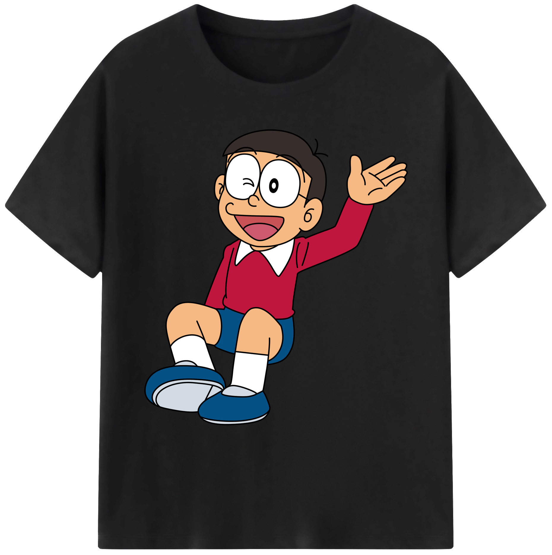 （画像用） ドラえもん 野比 のび太 Doraemon Nobita Nobi 綿100％ メンズ半袖Tシャツ｜肌触りやわらか＆通気性