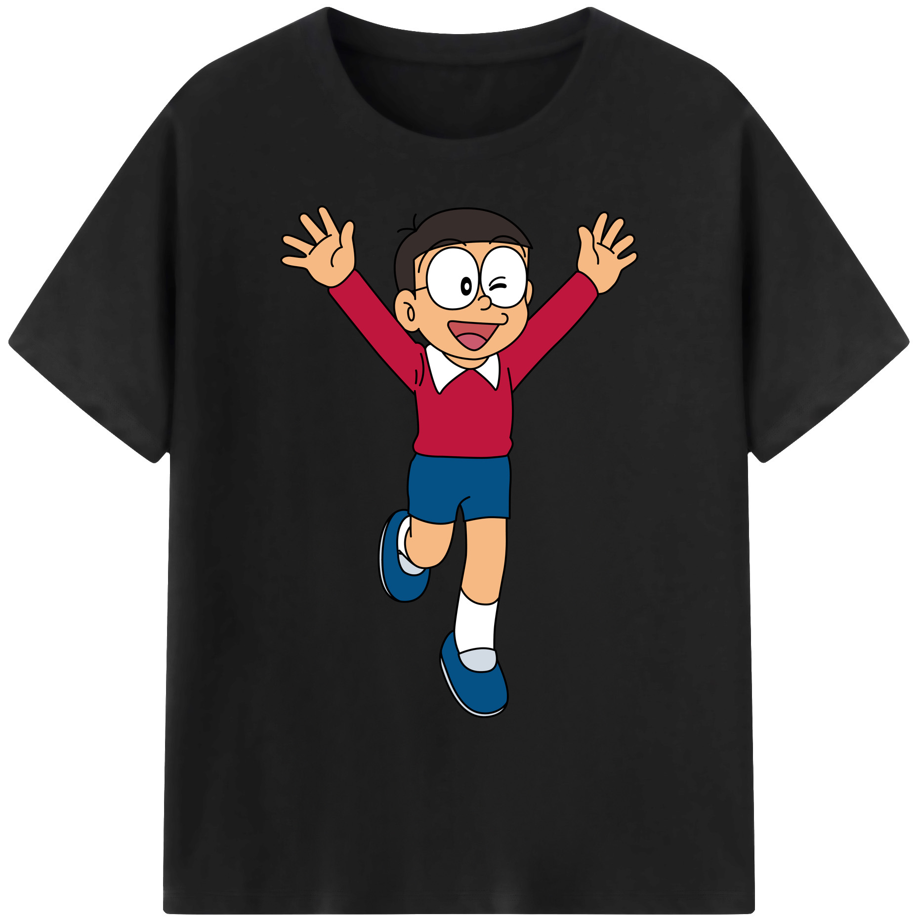 （画像用） ドラえもん 野比 のび太 Doraemon Nobita Nobi 綿100％ メンズ半袖Tシャツ｜肌触りやわらか＆通気性