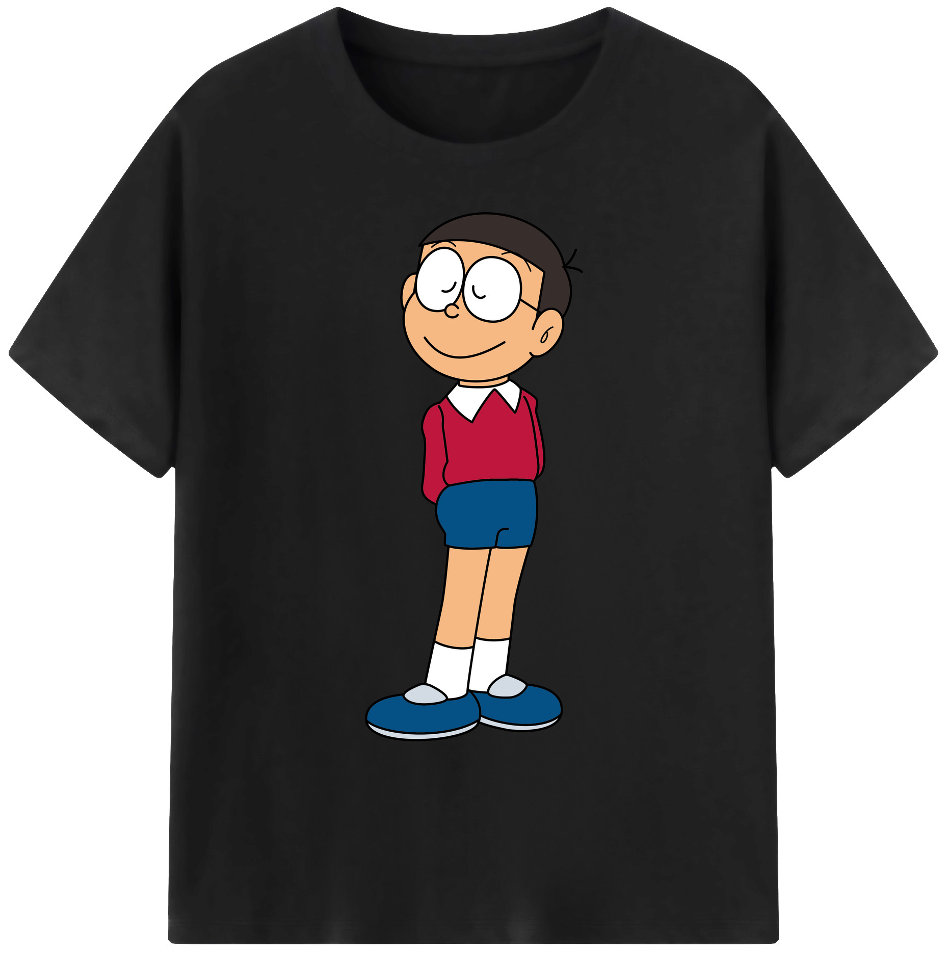 （画像用） ドラえもん 野比 のび太 Doraemon Nobita Nobi 綿100％ メンズ半袖Tシャツ｜肌触りやわらか＆通気性
