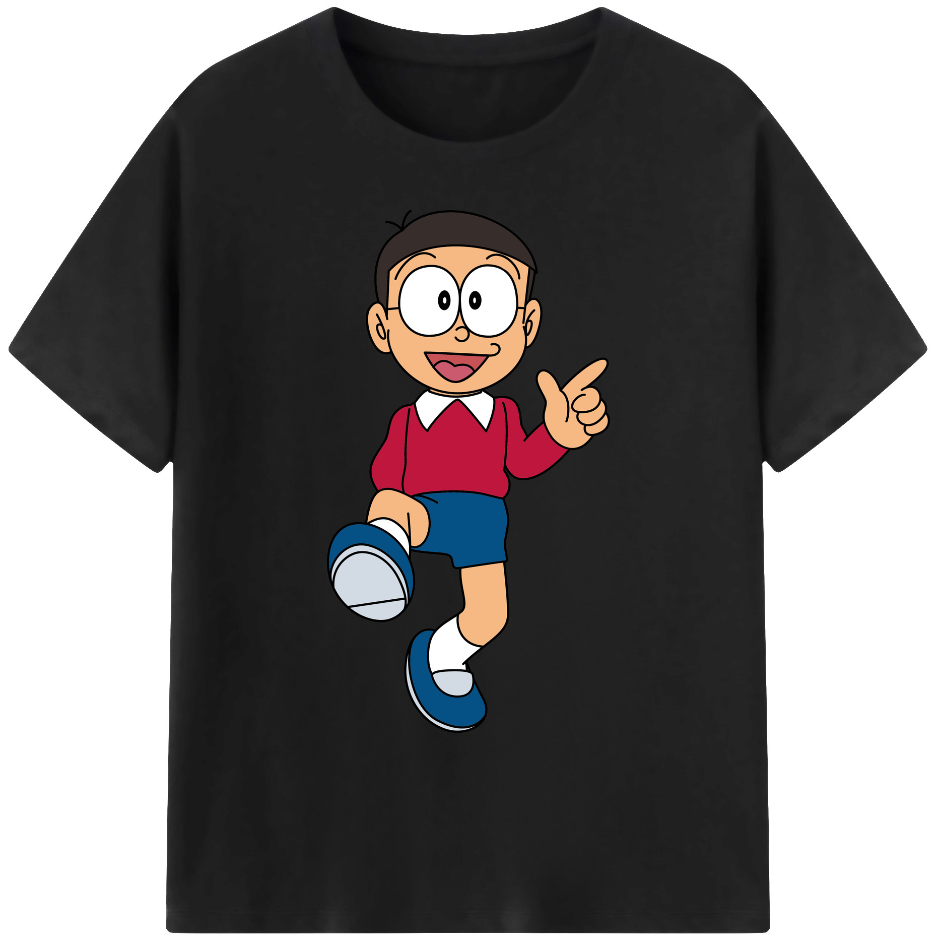 （画像用） ドラえもん 野比 のび太 Doraemon Nobita Nobi 綿100％ メンズ半袖Tシャツ｜肌触りやわらか＆通気性