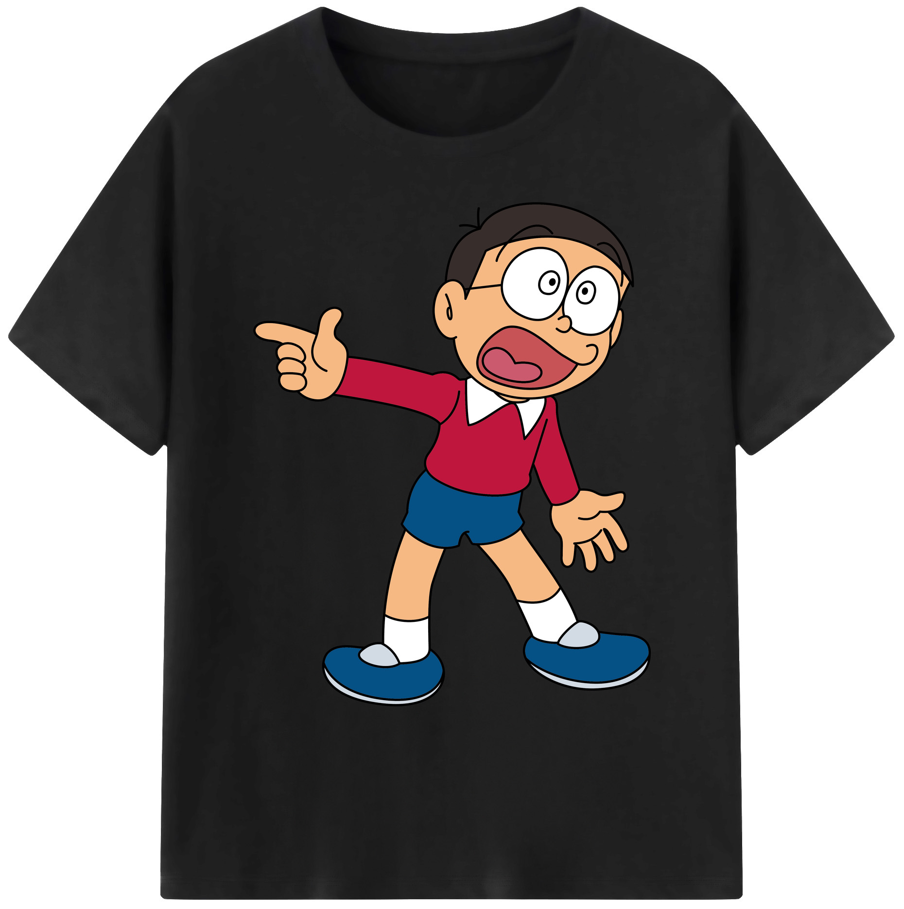 （画像用） ドラえもん 野比 のび太 Doraemon Nobita Nobi 綿100％ メンズ半袖Tシャツ｜肌触りやわらか＆通気性