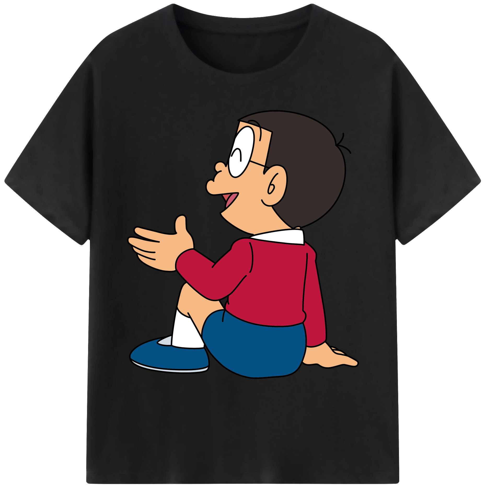 （画像用） ドラえもん 野比 のび太 Doraemon Nobita Nobi 綿100％ メンズ半袖Tシャツ｜肌触りやわらか＆通気性