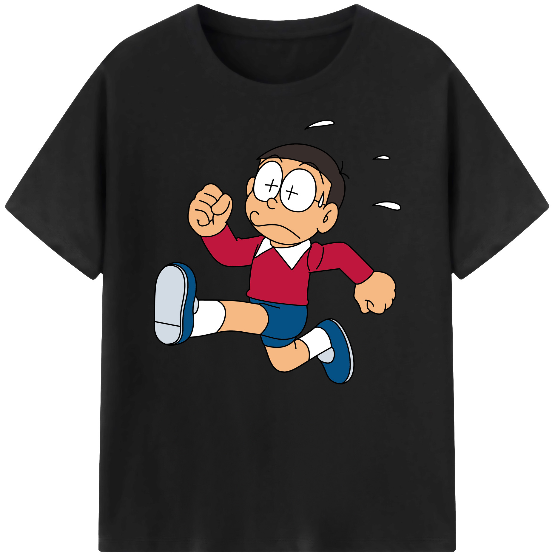 （画像用） ドラえもん 野比 のび太 Doraemon Nobita Nobi 綿100％ メンズ半袖Tシャツ｜肌触りやわらか＆通気性