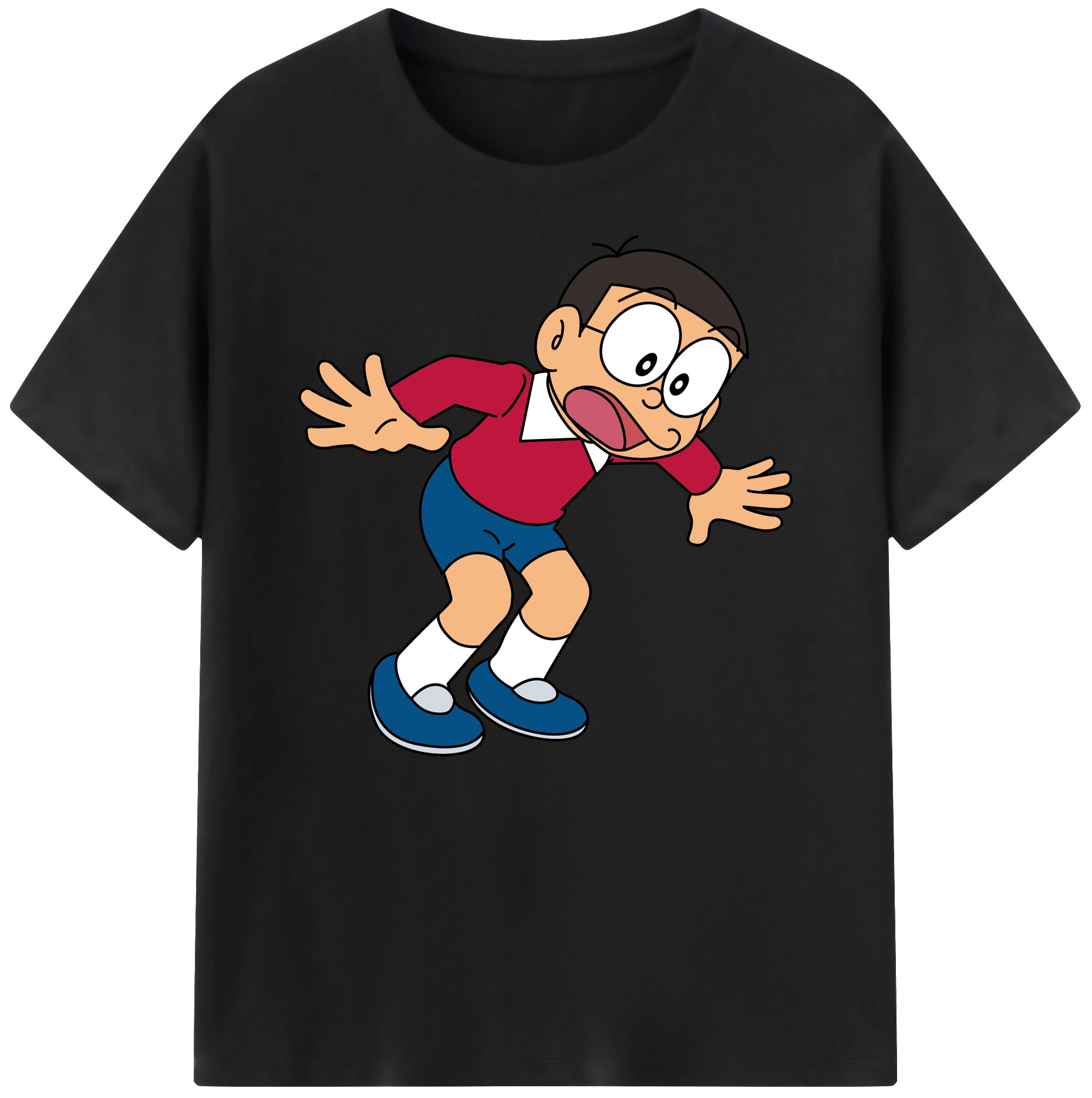 （画像用） ドラえもん 野比 のび太 Doraemon Nobita Nobi 綿100％ メンズ半袖Tシャツ｜肌触りやわらか＆通気性