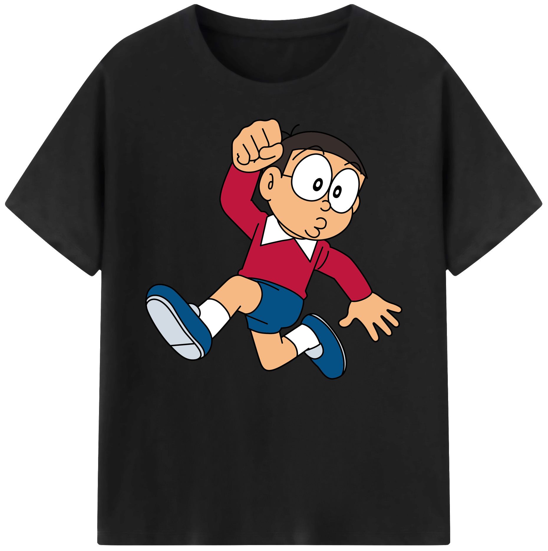（画像用） ドラえもん 野比 のび太 Doraemon Nobita Nobi 綿100％ メンズ半袖Tシャツ｜肌触りやわらか＆通気性