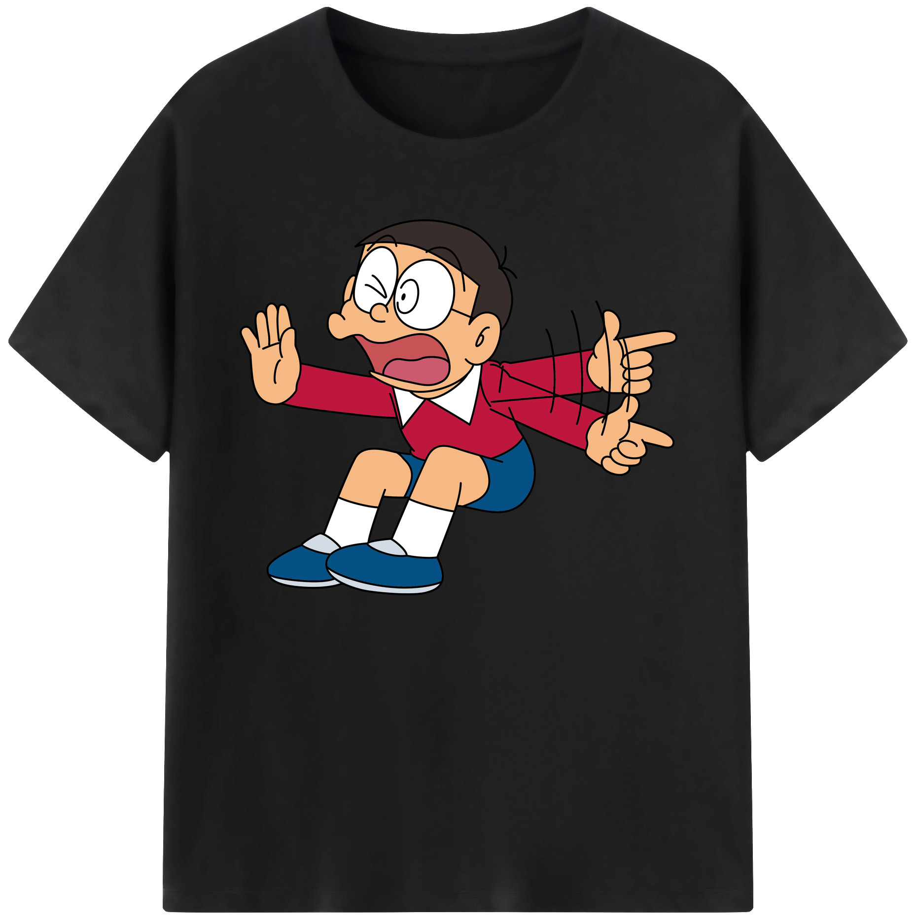 （画像用） ドラえもん 野比 のび太 Doraemon Nobita Nobi 綿100％ メンズ半袖Tシャツ｜肌触りやわらか＆通気性