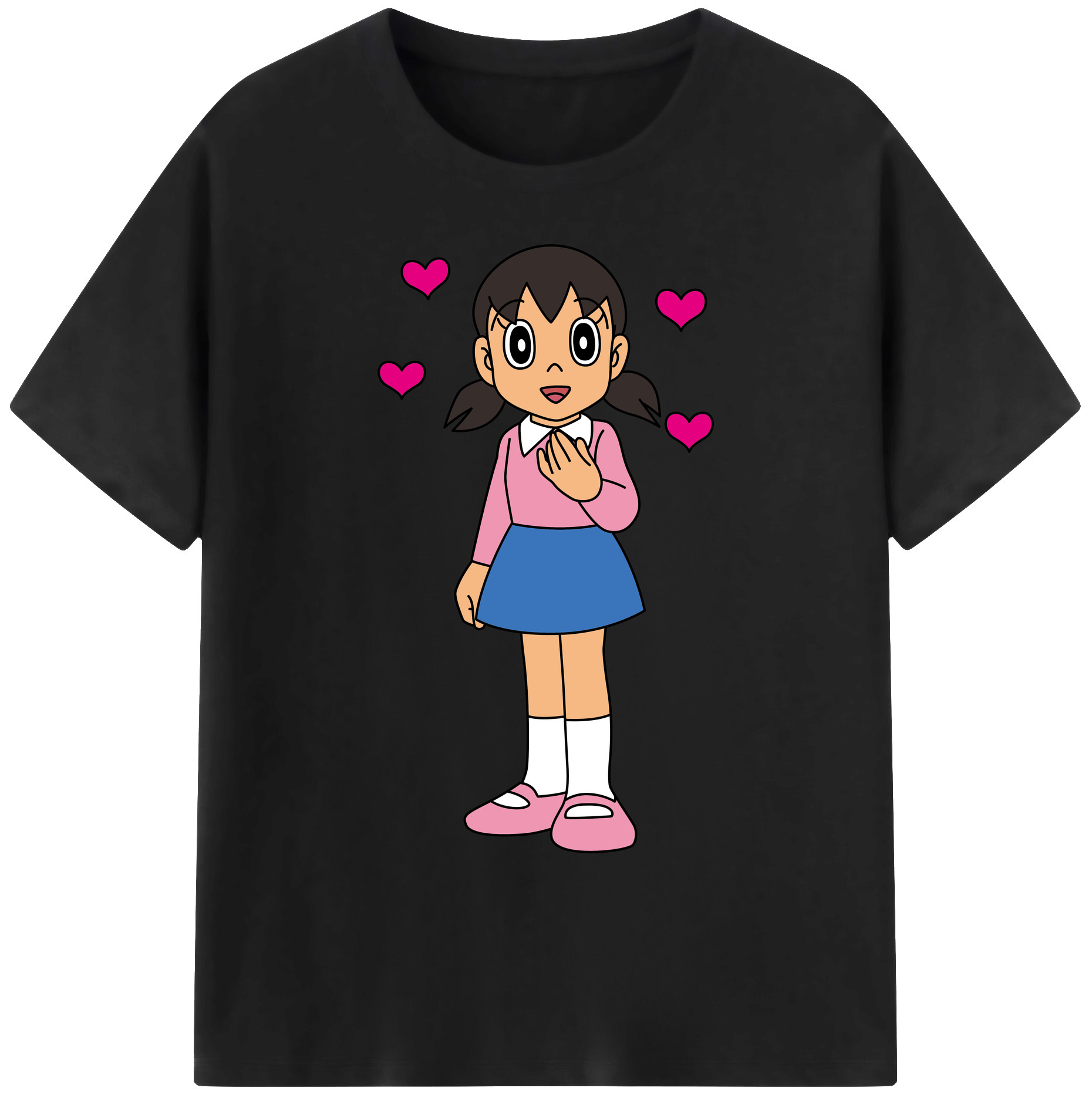 （画像用） ドラえもん みなもと しずか Doraemon Shizuka Minamoto 綿100％ メンズ半袖Tシャツ｜肌触りやわらか＆通気性